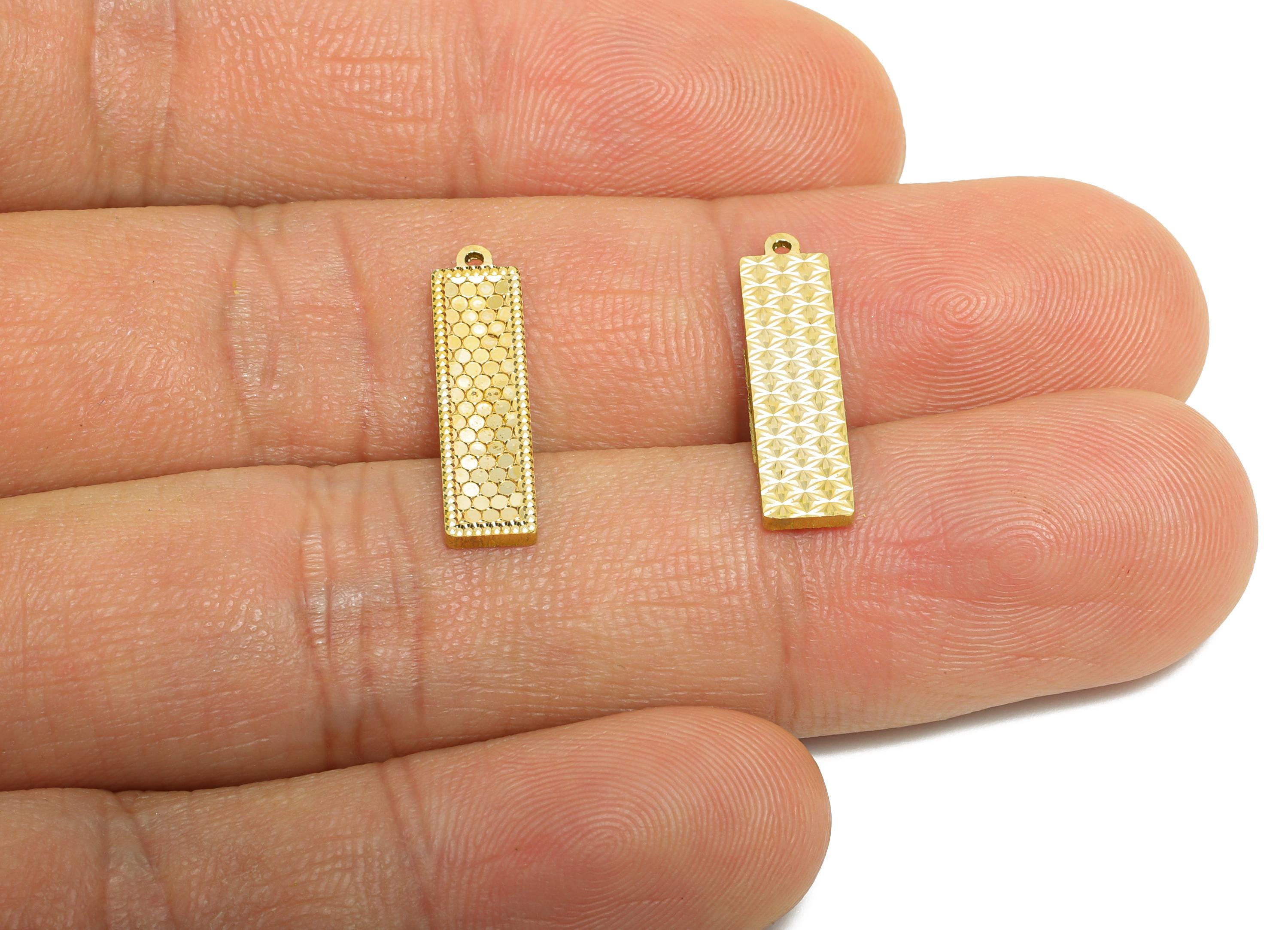 Raw Brass Rectangle Charms - Textured Geometry Bracelet Charms - Textured Laser Cut Charm - DIY Jewelry Making Supplies - 19x5x1mm - PP11179 - DOMEDBAZAAR