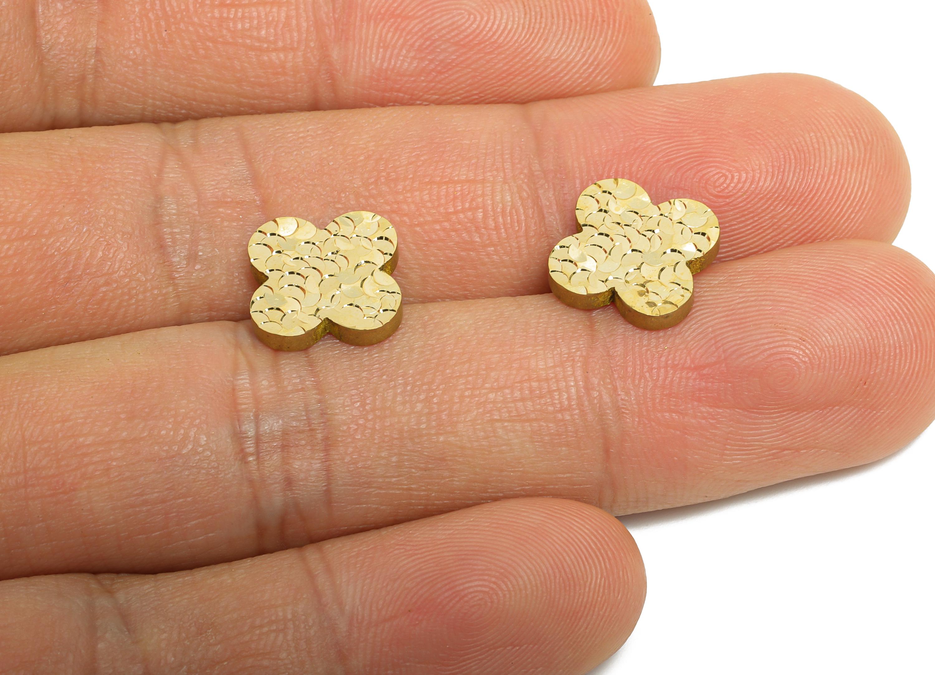 Raw Brass Flower Charms - Textured Flower Cabachon Charms - Textured Laser Cut Charm - Dainty Boho Chic Jewelry Making - 13x13x2mm - PP11175 - DOMEDBAZAAR