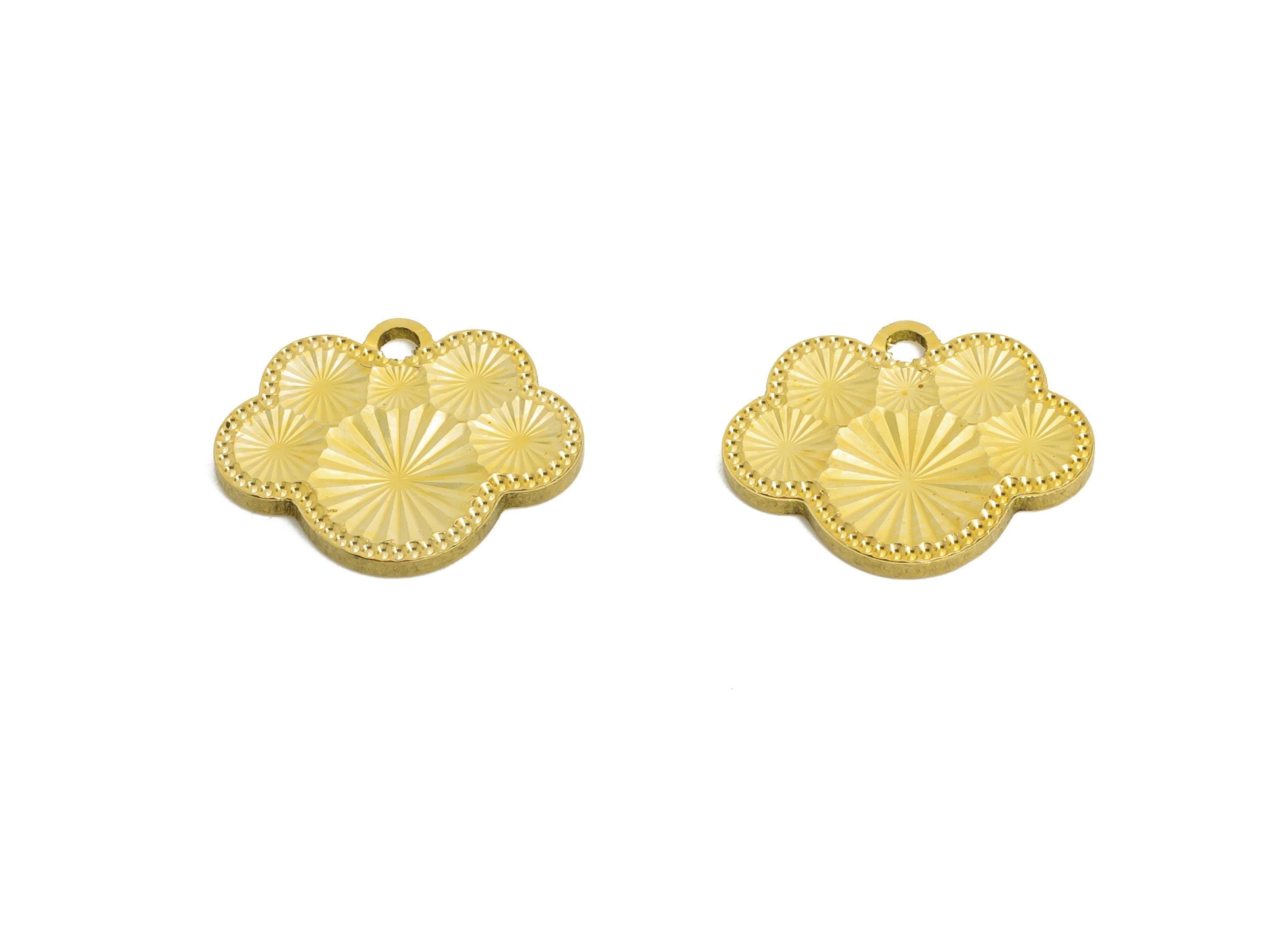 Raw Brass Leaf Charms - Textured Botanical Bracelet Charms - Textured Laser Cut Charm - Dainty Boho Chic Jewelry Making - 15x12x1mm -PP11178 - DOMEDBAZAAR
