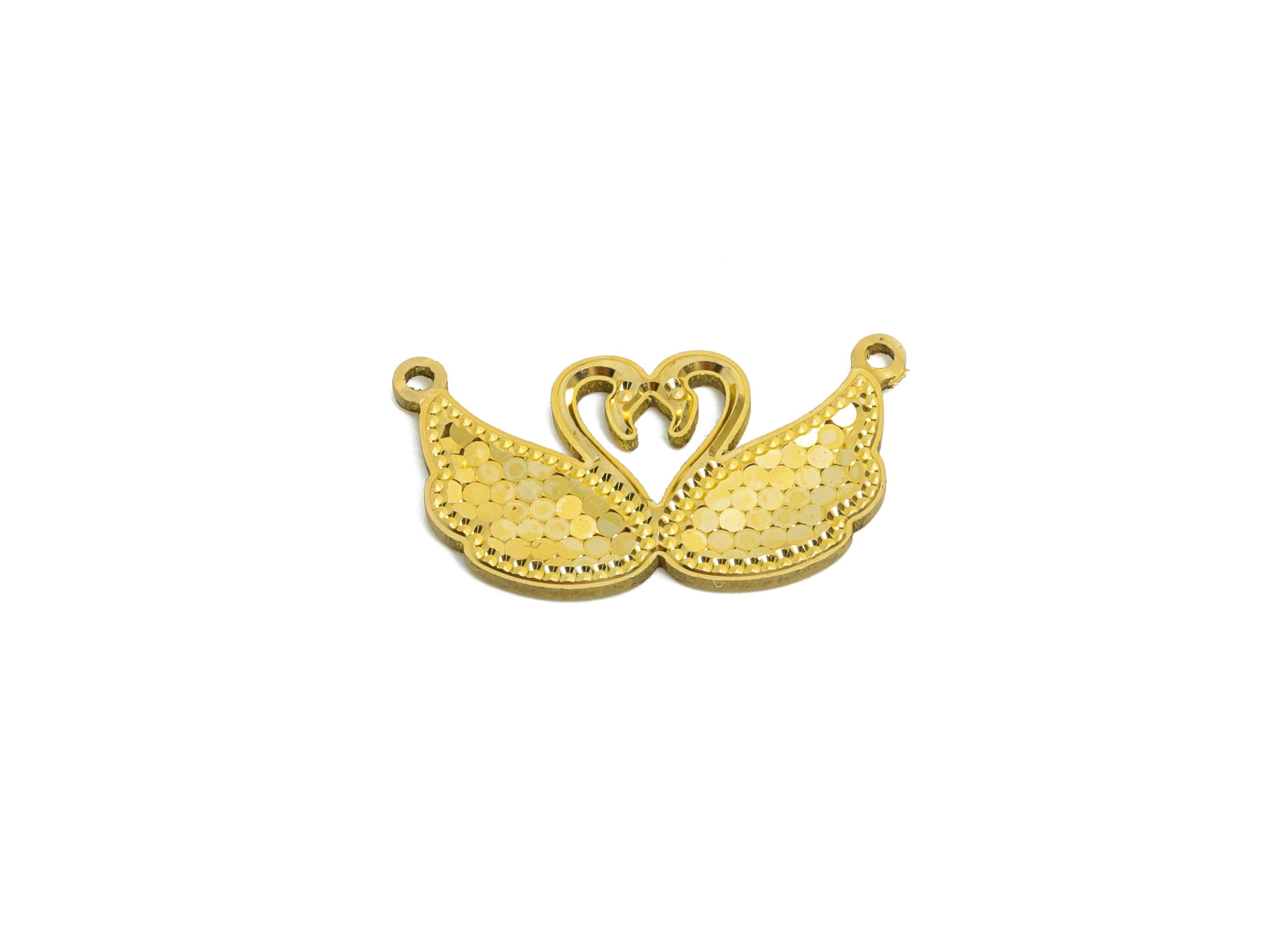 Raw Brass Swan Charms - Textured Swan Wing Motif Charms - Textured Laser Cut Pendant - Dainty Romantic Jewelry Making - 20x10x1mm -PP11173 - DOMEDBAZAAR