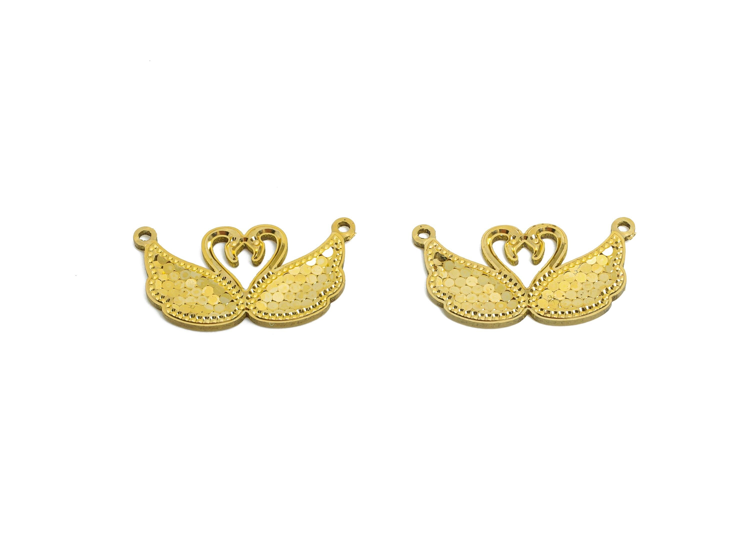 Raw Brass Swan Charms - Textured Swan Wing Motif Charms - Textured Laser Cut Pendant - Dainty Romantic Jewelry Making - 20x10x1mm -PP11173 - DOMEDBAZAAR