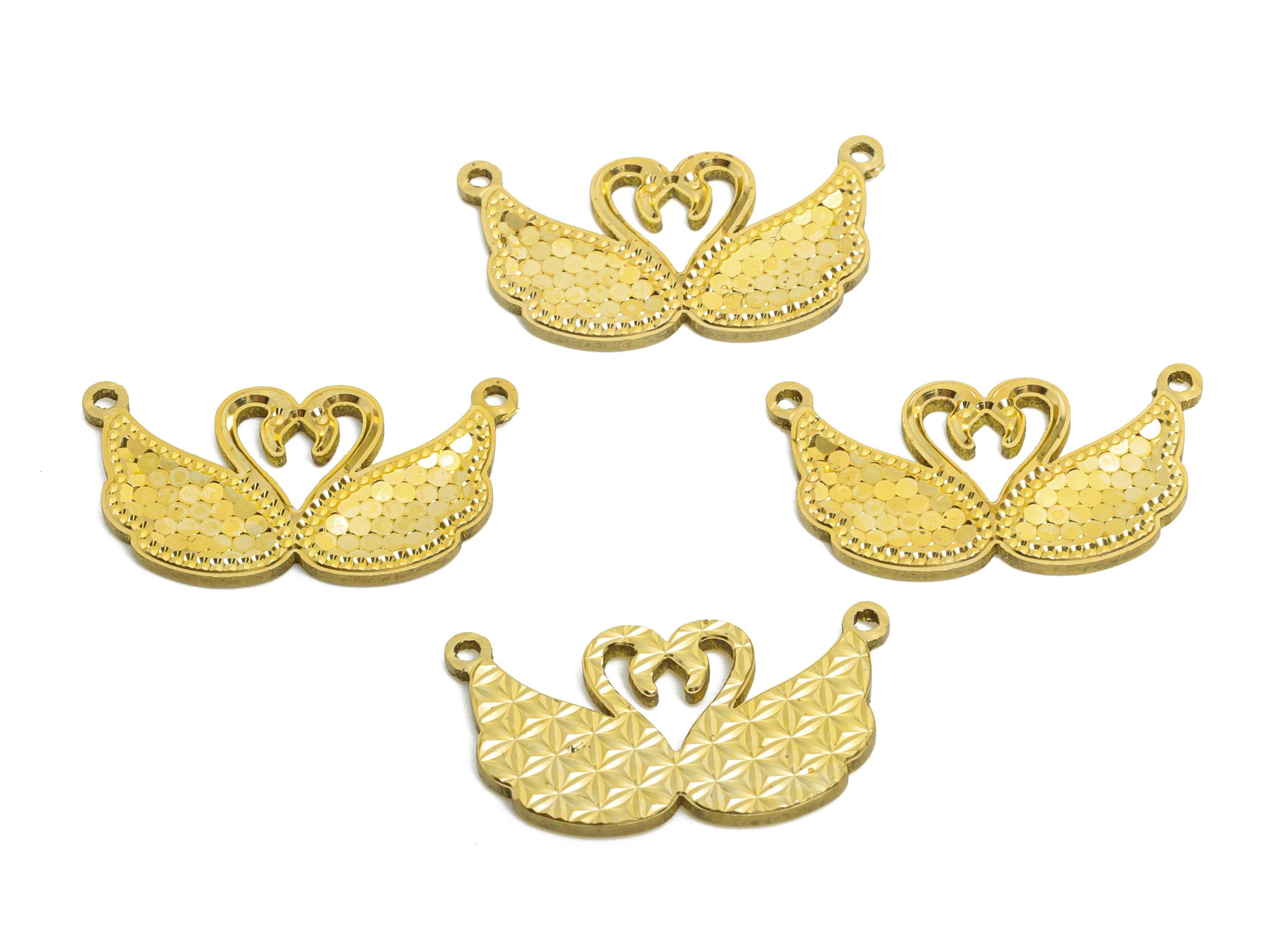 Raw Brass Swan Charms - Textured Swan Wing Motif Charms - Textured Laser Cut Pendant - Dainty Romantic Jewelry Making - 20x10x1mm -PP11173 - DOMEDBAZAAR