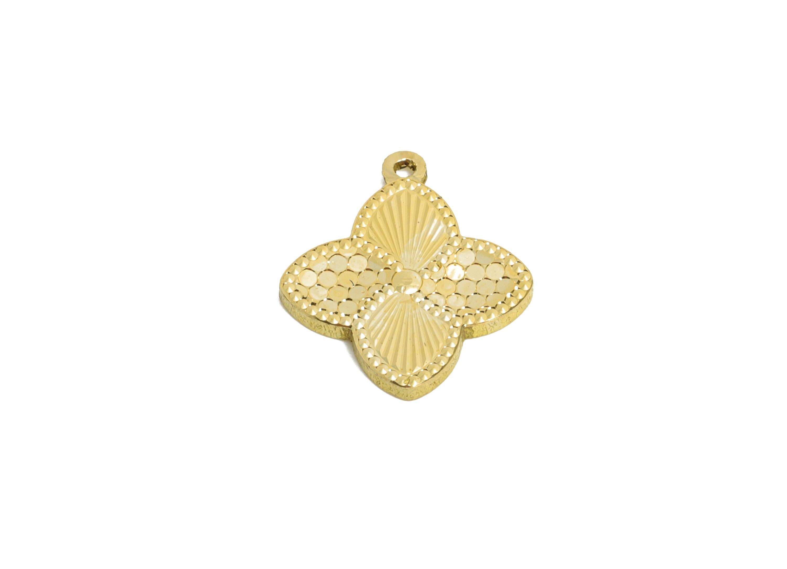 Raw Brass Flower Charms - Textured Flower Bracelet Charms - Textured Laser Cut Charm - Dainty Boho Chic Pendant - 14.78x12x1mm - PP11177 - DOMEDBAZAAR