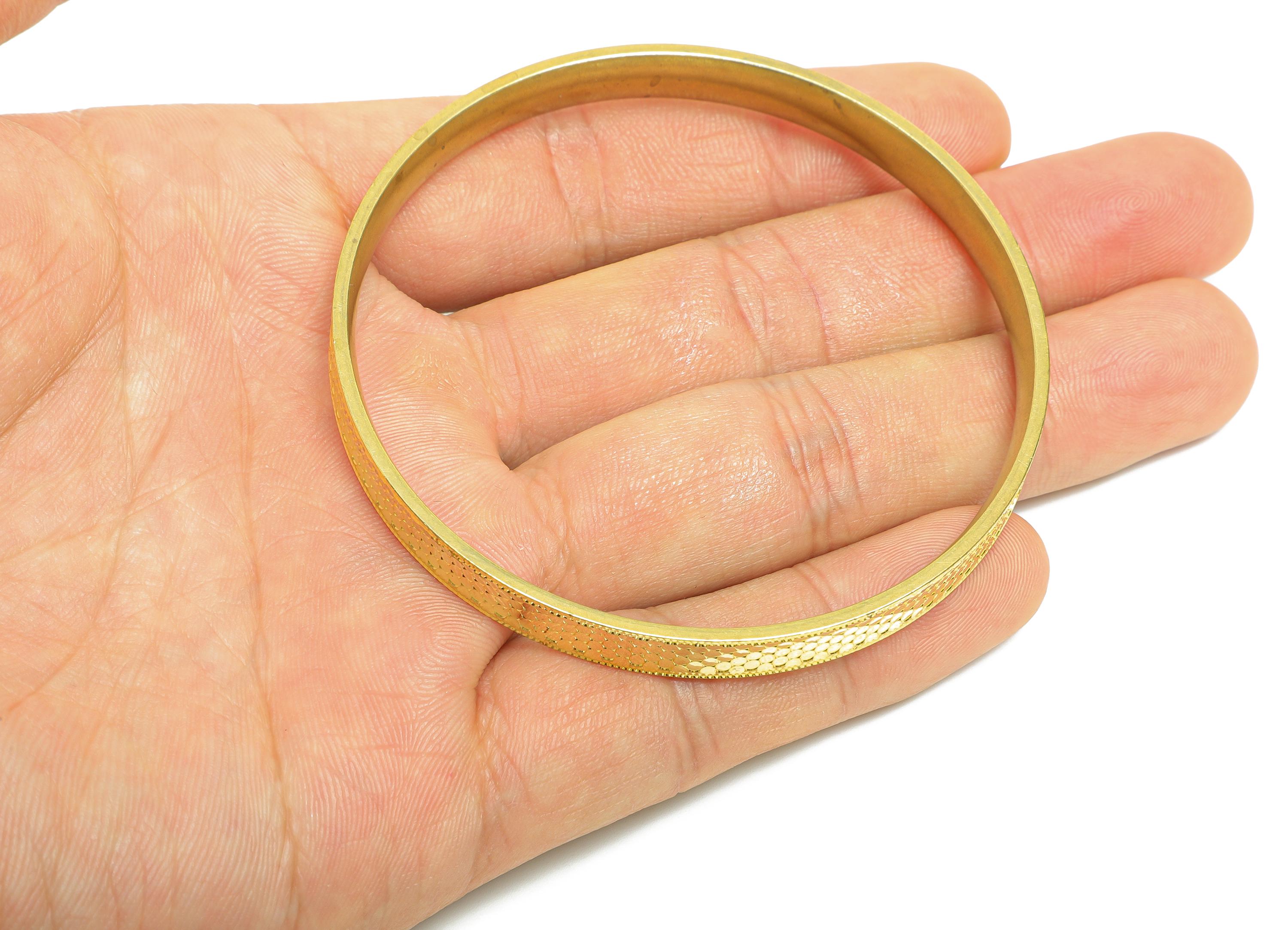 67mm Brass Hoop Bracelet - Raw Brass Textured Wide Bangle - Sparkling Bracelet - Everyday Wear Jewelry Brass - 66.79x67.05x7mm - PP11186 - DOMEDBAZAAR