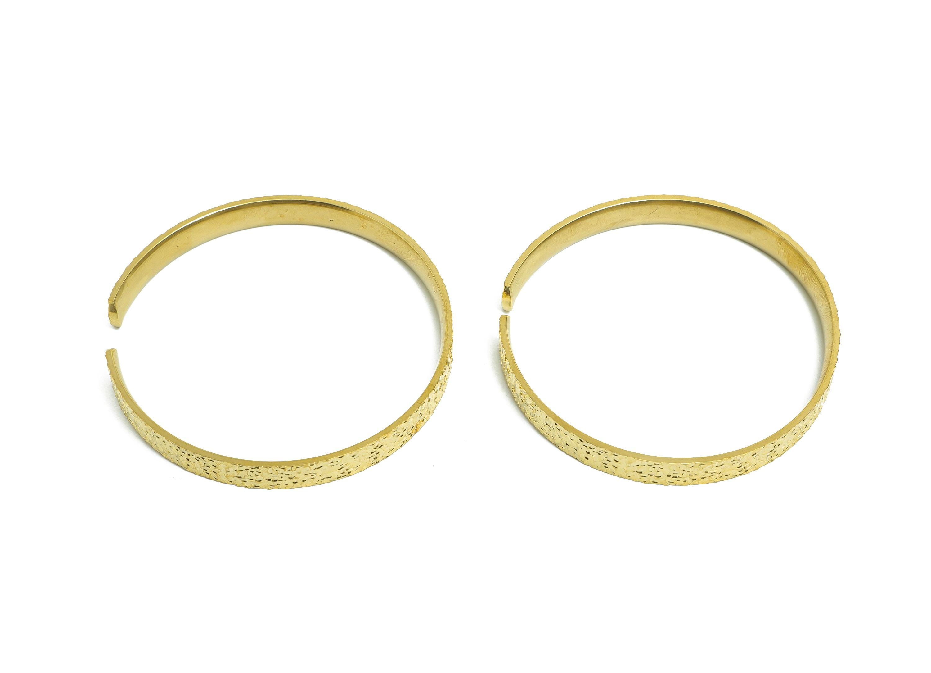 64mm Brass Open Hoop Bracelet - Raw Brass Textured Wide Bangle - Sparkling Adjustable Bracelet - Classic Jewelry - 64.37x63.87x7mm - PP11138 - DOMEDBAZAAR