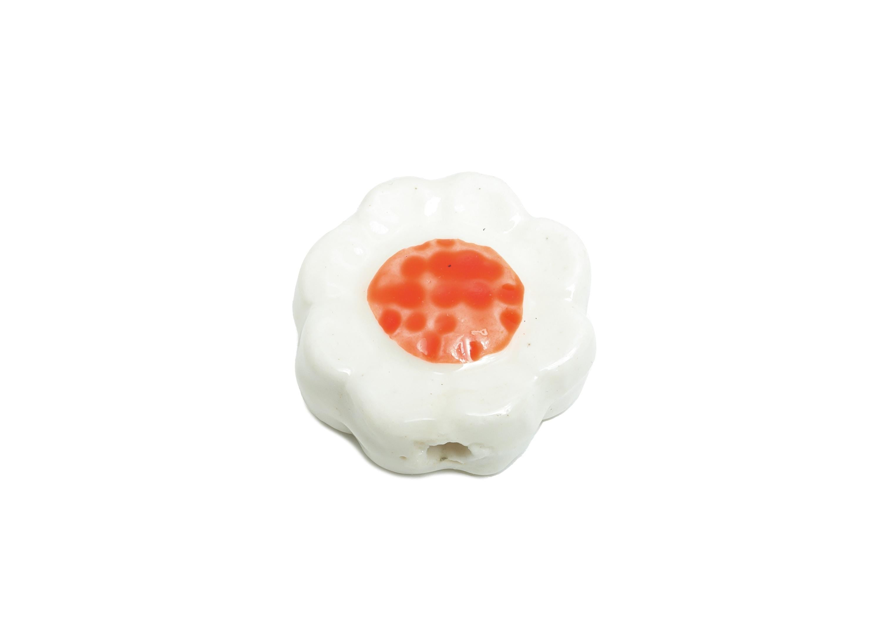 Glazed Ceramic Flower Beads - Handmade Jewelry Component - Handmade Connectors Beads - Boho Bead for DIY Crafts - 19x17x6mm - NS2838B - DOMEDBAZAAR