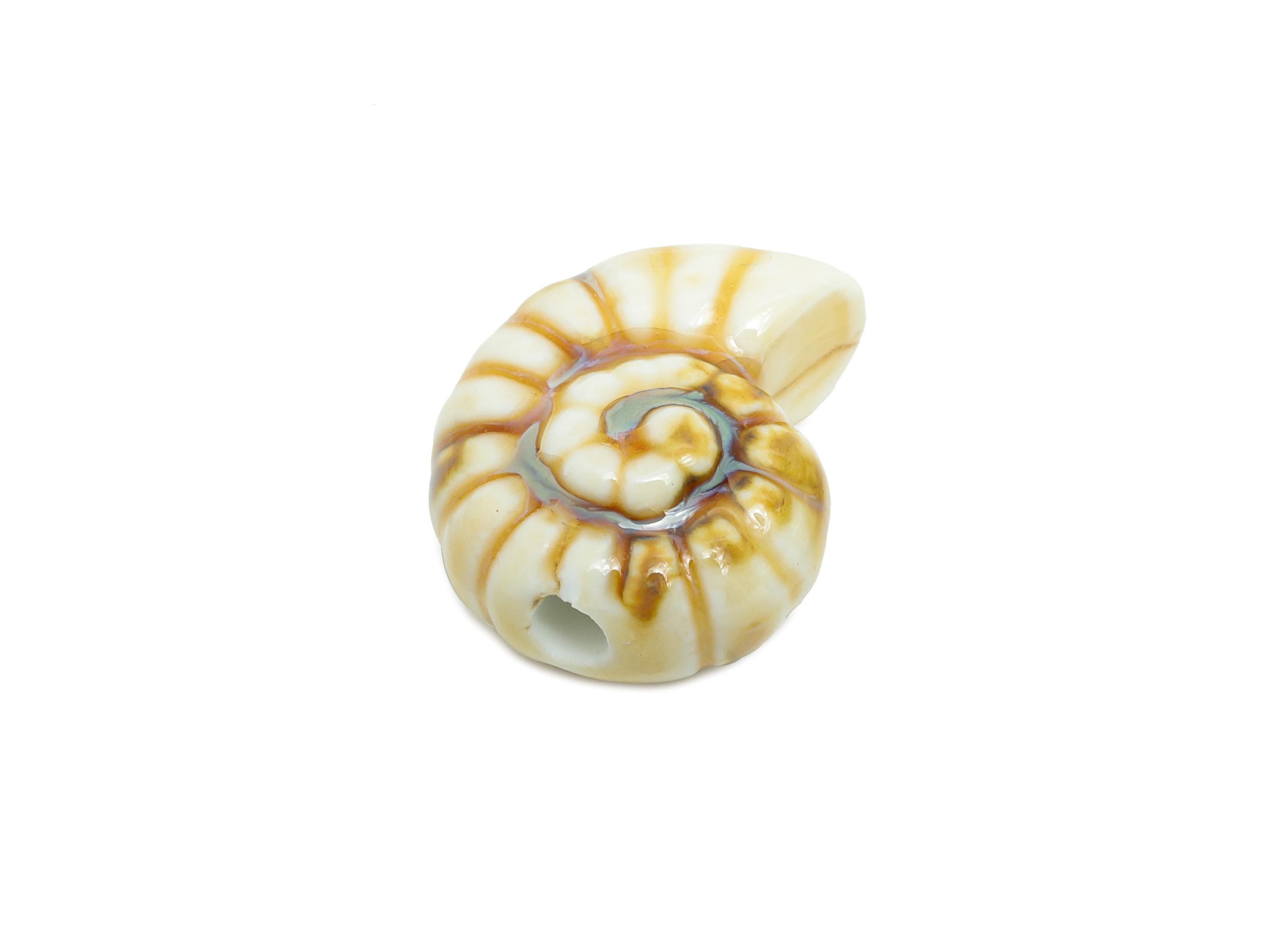 Glazed Ceramic Snails Beads - Ceramic Spiral Jewelry Component - Handmade Beads Connector - Jewelry Making Beads - 20.1x15.95x10mm - NS2852A - DOMEDBAZAAR