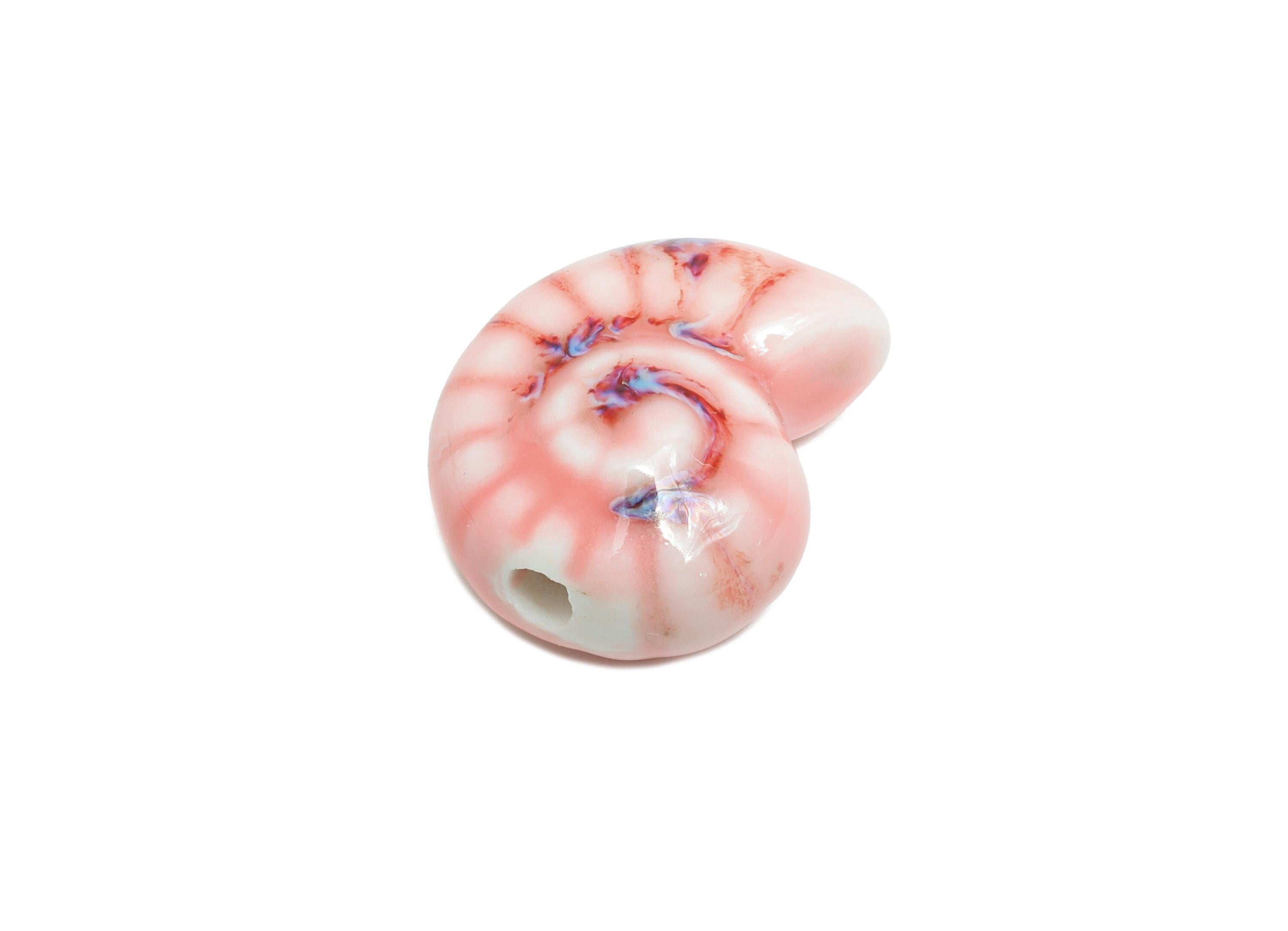 Glazed Ceramic Snails Beads - Ceramic Spiral Jewelry Component - Handmade Beads Connectors - Jewelry Making - 19.97x16.3x10.26mm - NS2852C