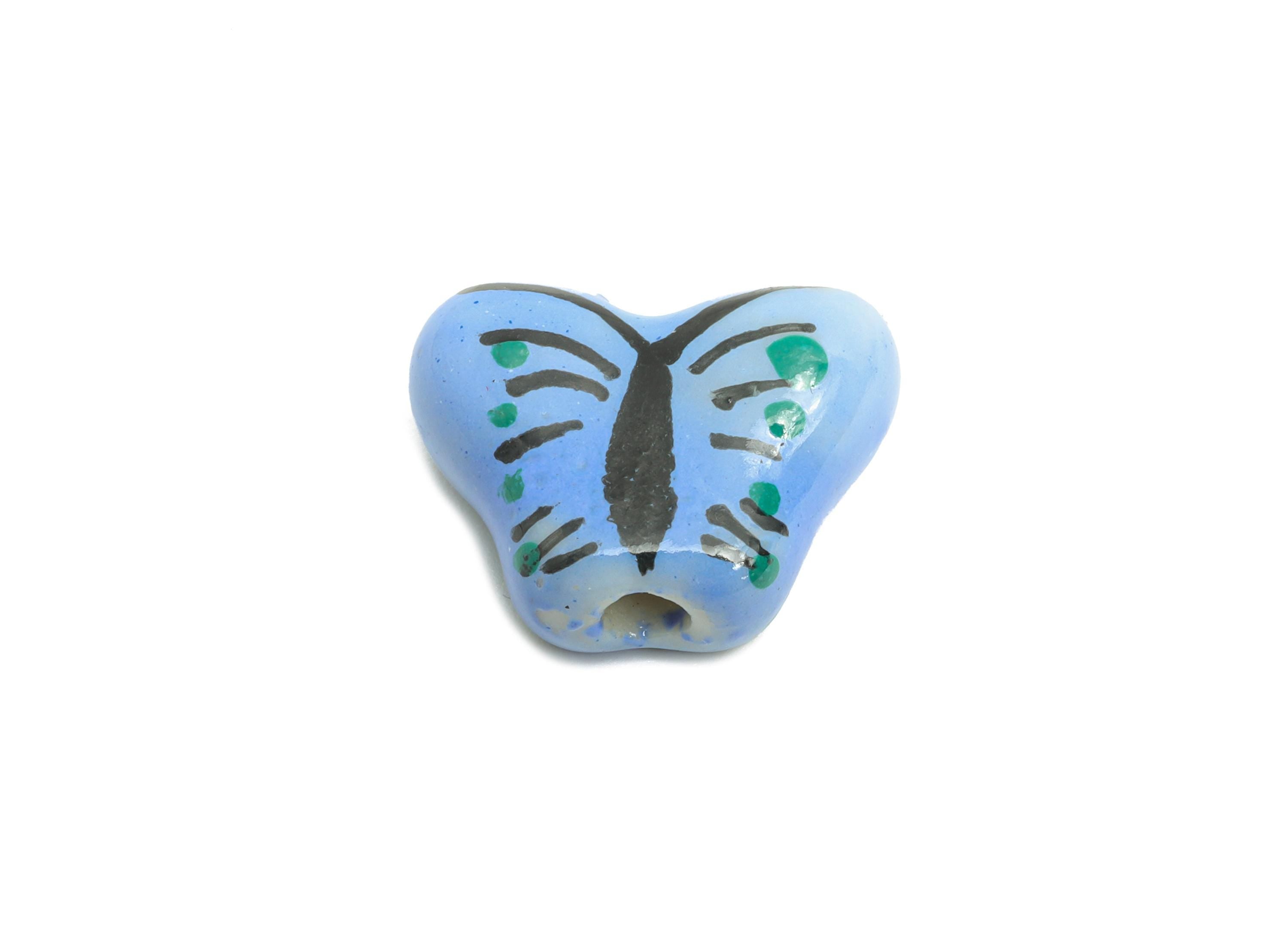 Glazed Ceramic Butterfly Beads - Colorful Jewelry Component - Handmade Beads Connectors - DIY Jewelry Beads - 13.32x17.04x6.14mm - NS2819 - DOMEDBAZAAR