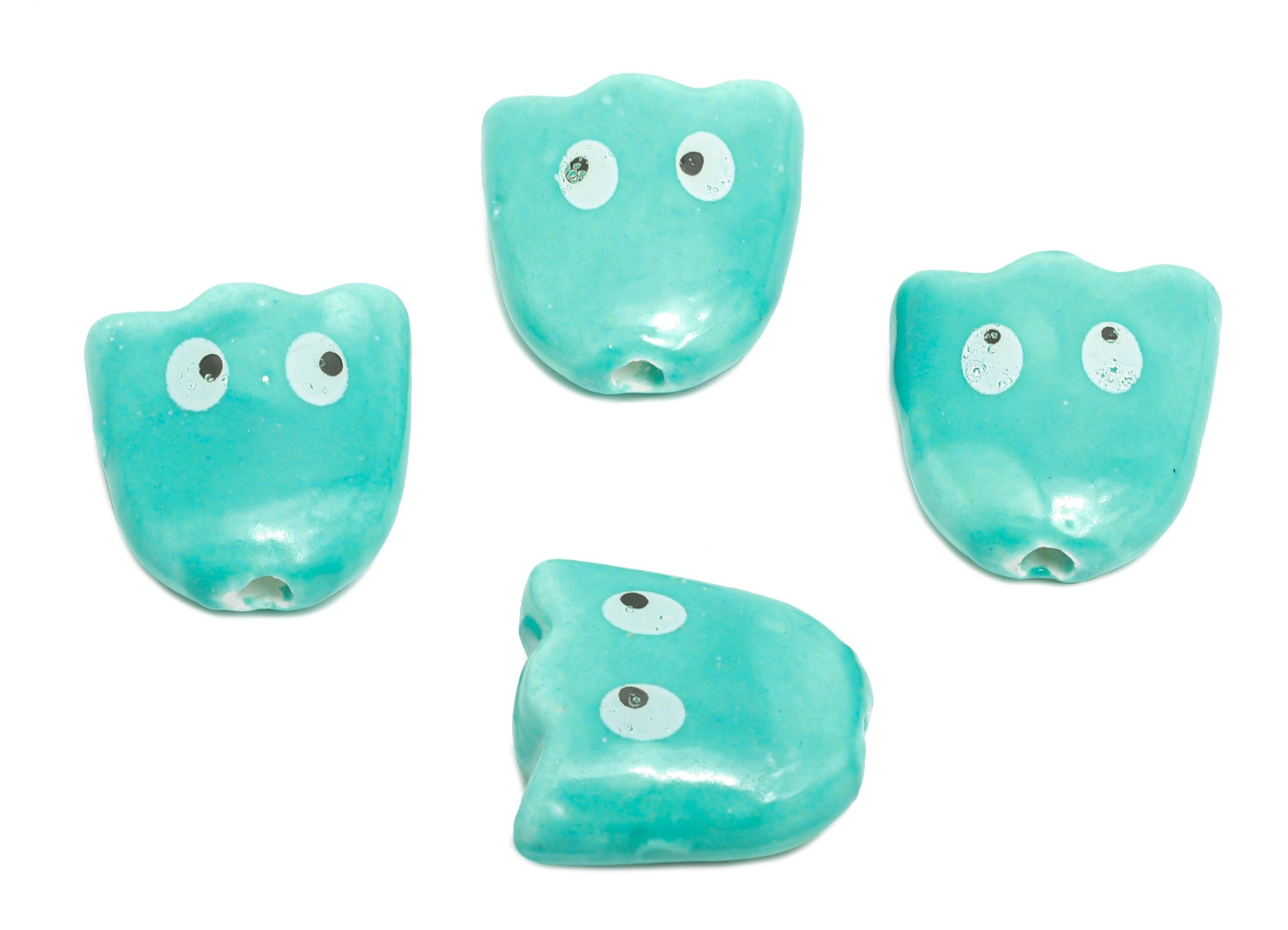 Cute Ghost Ceramic Beads - Colorful Handmade Ghost Bead - Fun Halloween Accessories - Quirky Bead Charms for DIY Jewelry - 15x14x7mm-NS2860D - DOMEDBAZAAR