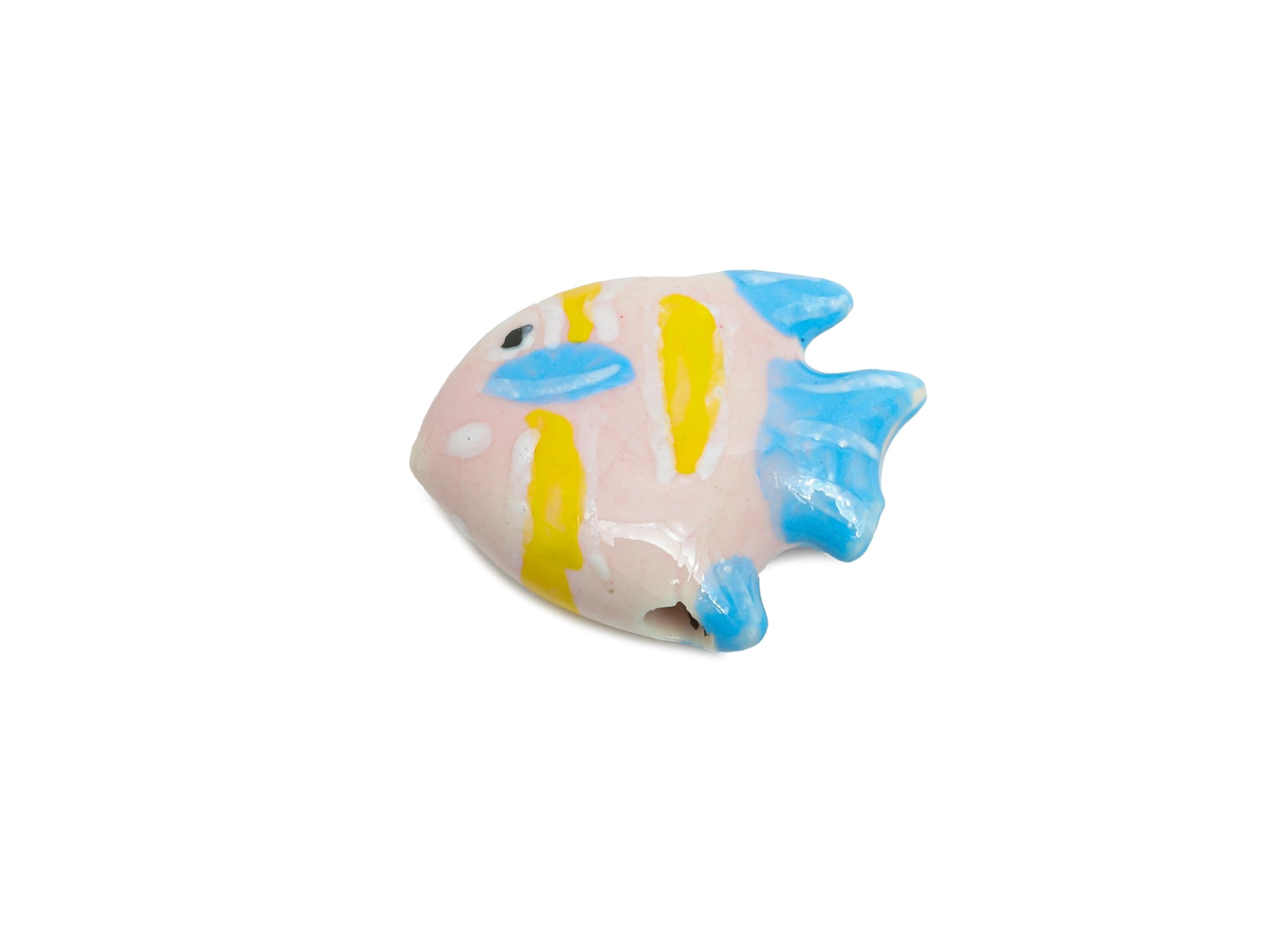 Glazed Ceramic Fish Beads - Colorful Tropical Fish Marine Beads - Handmade Bead Connector - Jewelry Component - 20.85x17.26x7.33mm - NS2853B - DOMEDBAZAAR