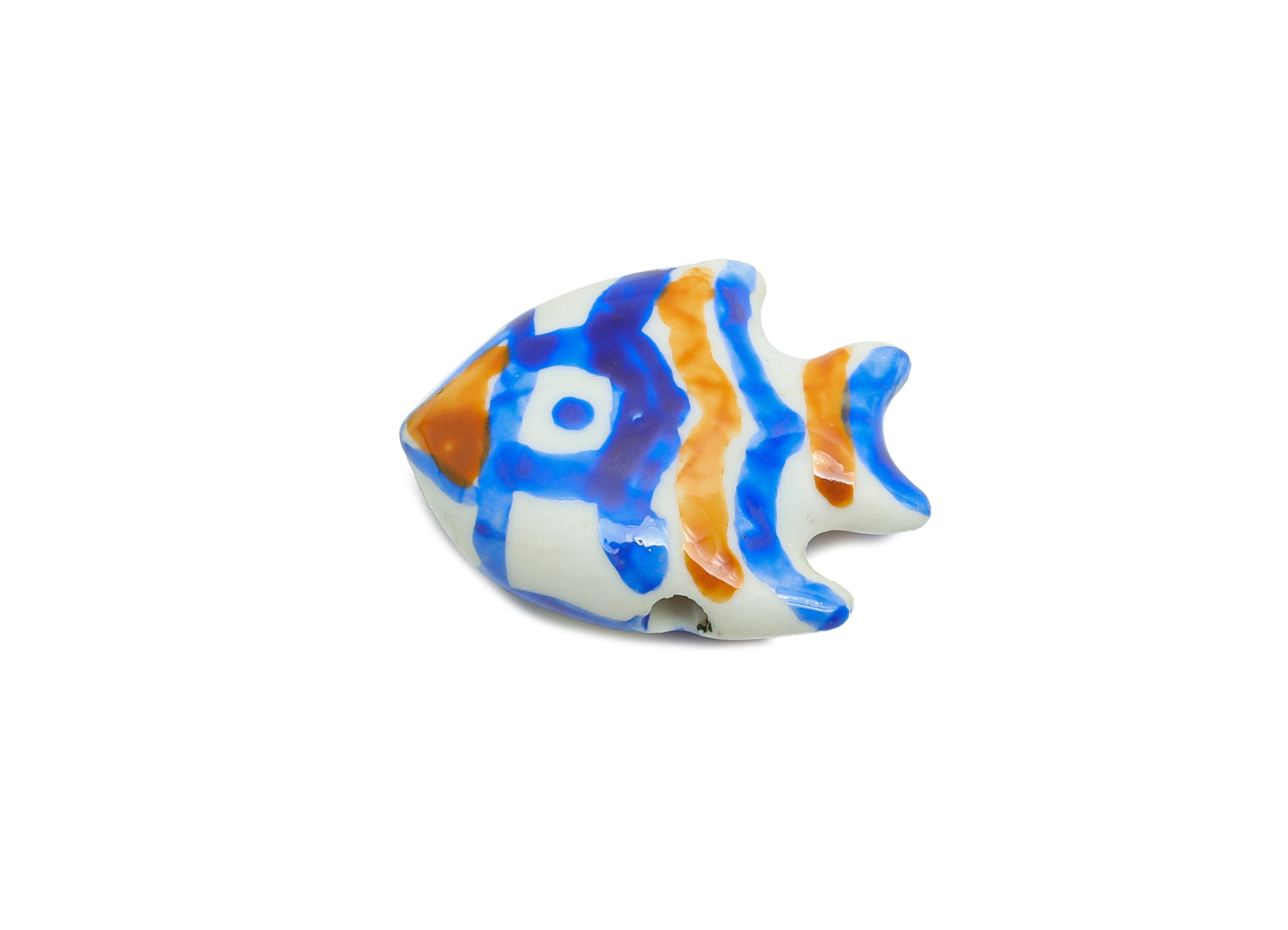 Glazed Ceramic Fish Beads - Colorful Tropical Fish Marine Beads - Handmade Beads Connector - Jewelry Component - 22x17.34x6.8mm - NS2853D - DOMEDBAZAAR