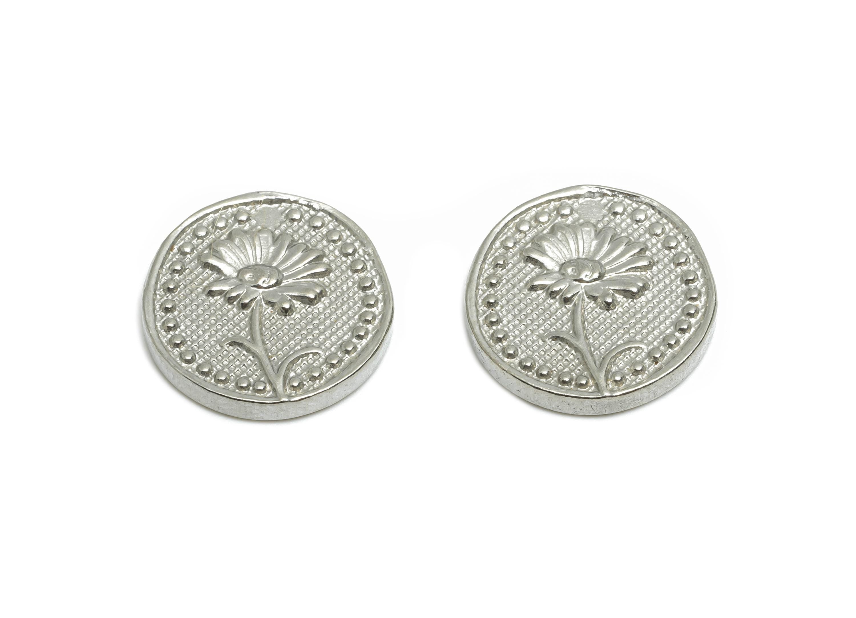 Stainless Steel Daisy Charm - Vintage Handcrafted Floral Charm - Minimalist Rustic Daisy Design - Stainless Steel Jewelry - 15x15x2mm-SS2044 - DOMEDBAZAAR