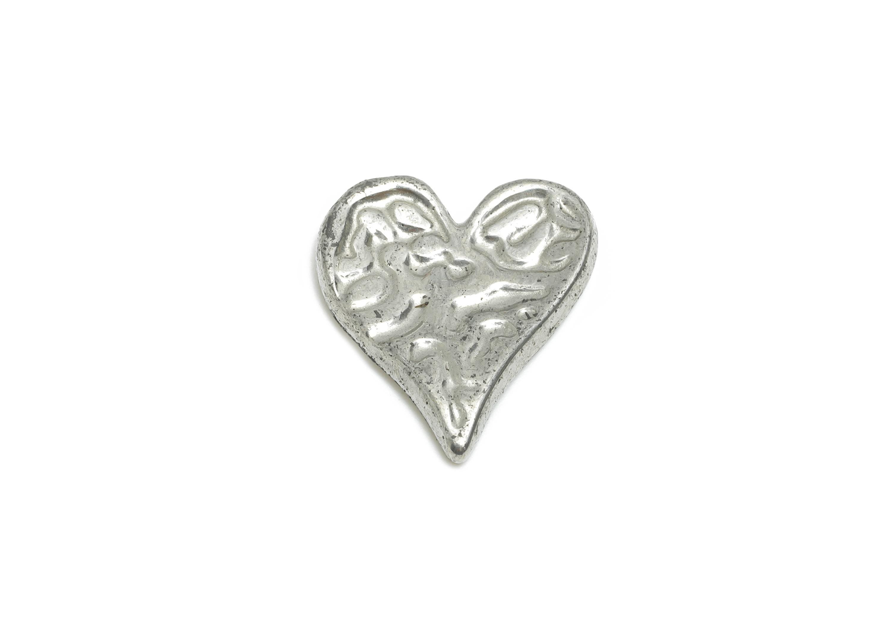 Stainless Steel Heart Charm - Textured Vintage Heart Charm - Steel Minimalist Romantic Charm - Stainless Steel Jewelry - 19x17x2mm - SS2031 - DOMEDBAZAAR