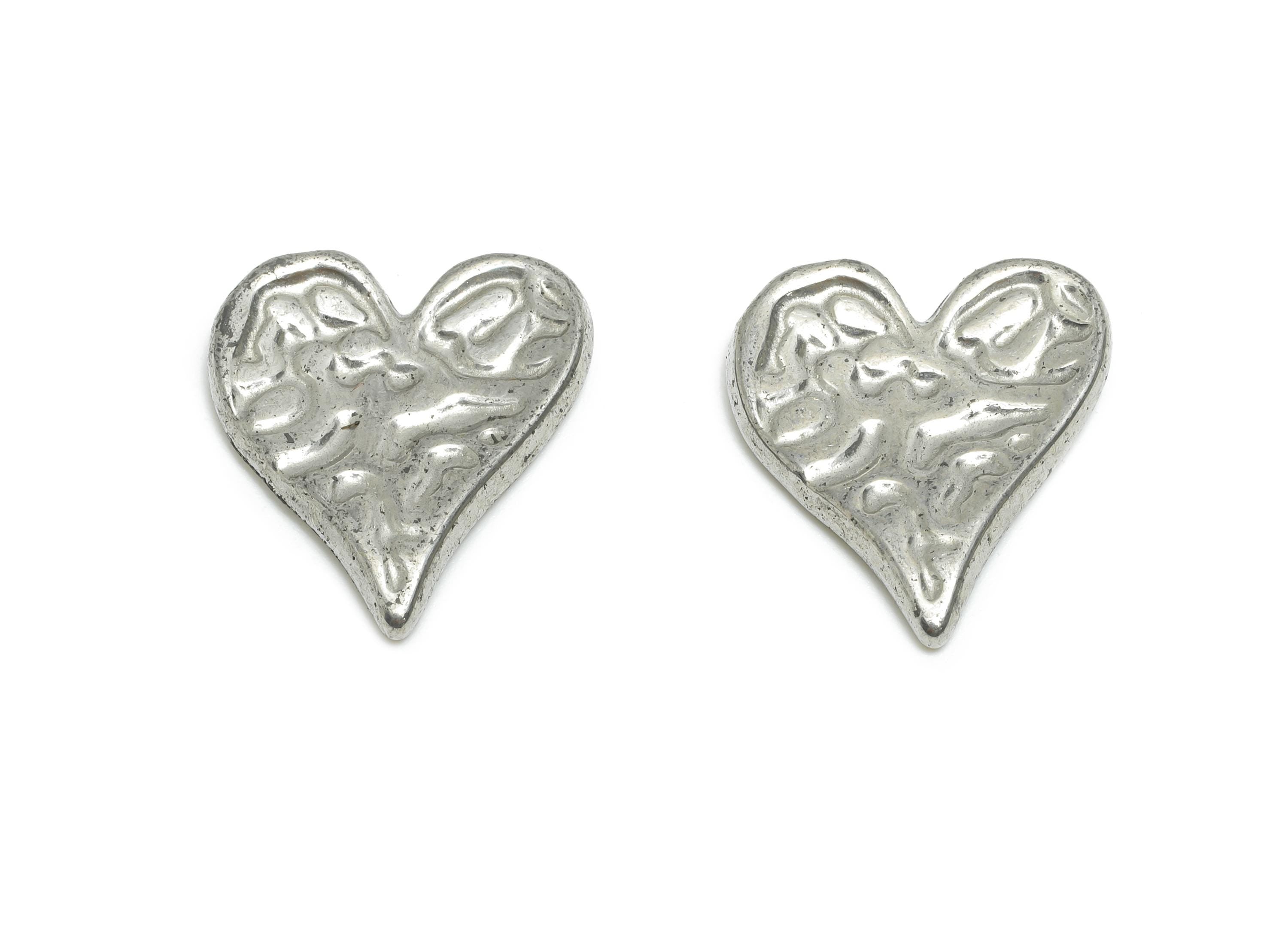 Stainless Steel Heart Charm - Textured Vintage Heart Charm - Steel Minimalist Romantic Charm - Stainless Steel Jewelry - 19x17x2mm - SS2031 - DOMEDBAZAAR
