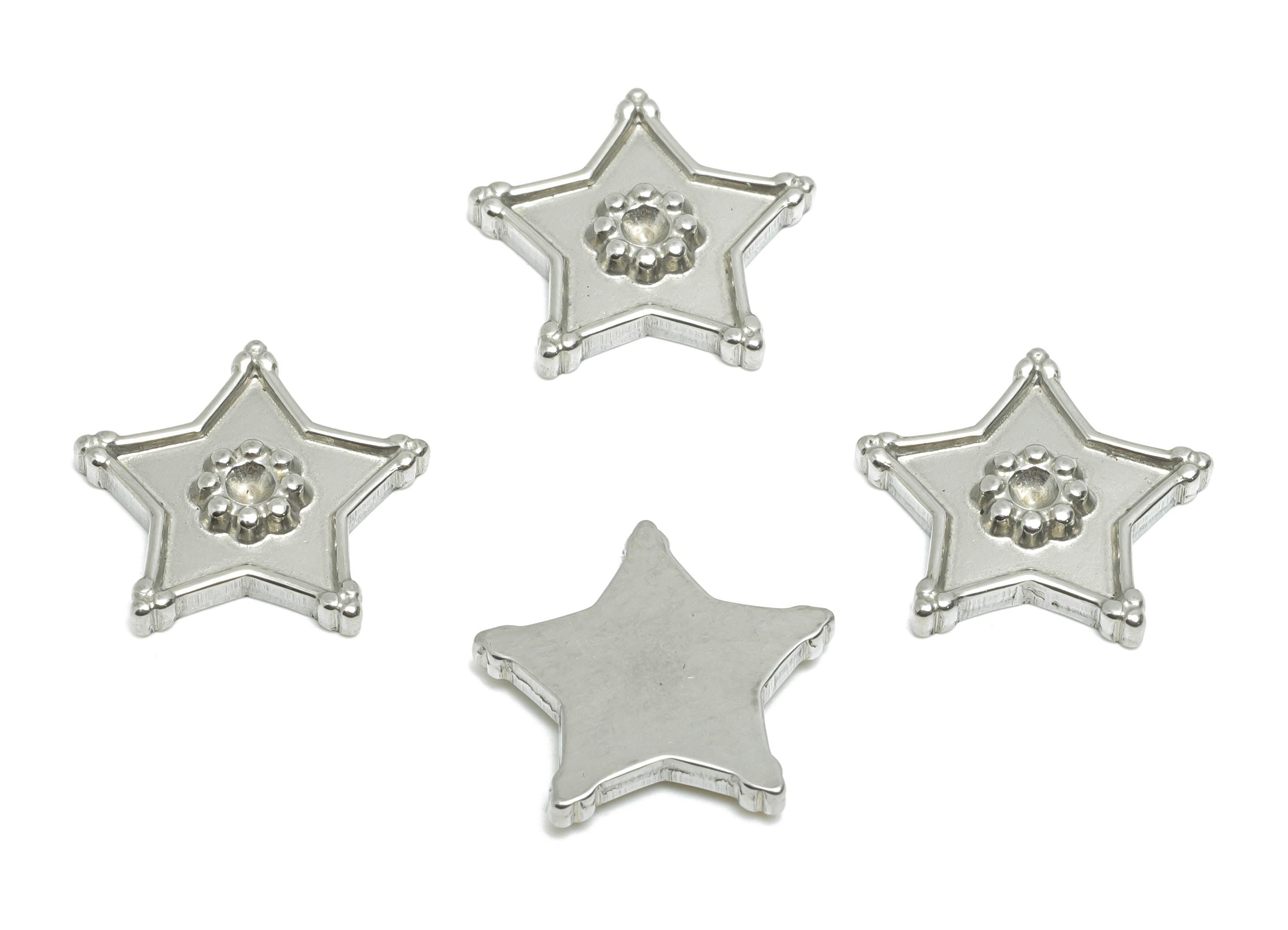 Stainless Steel Star Charms - Radiant Celestial Star Charms - Silver Steel Jewelry Component - Steel Findings - 15.05x15.09x2.35mm - SS2094 - DOMEDBAZAAR