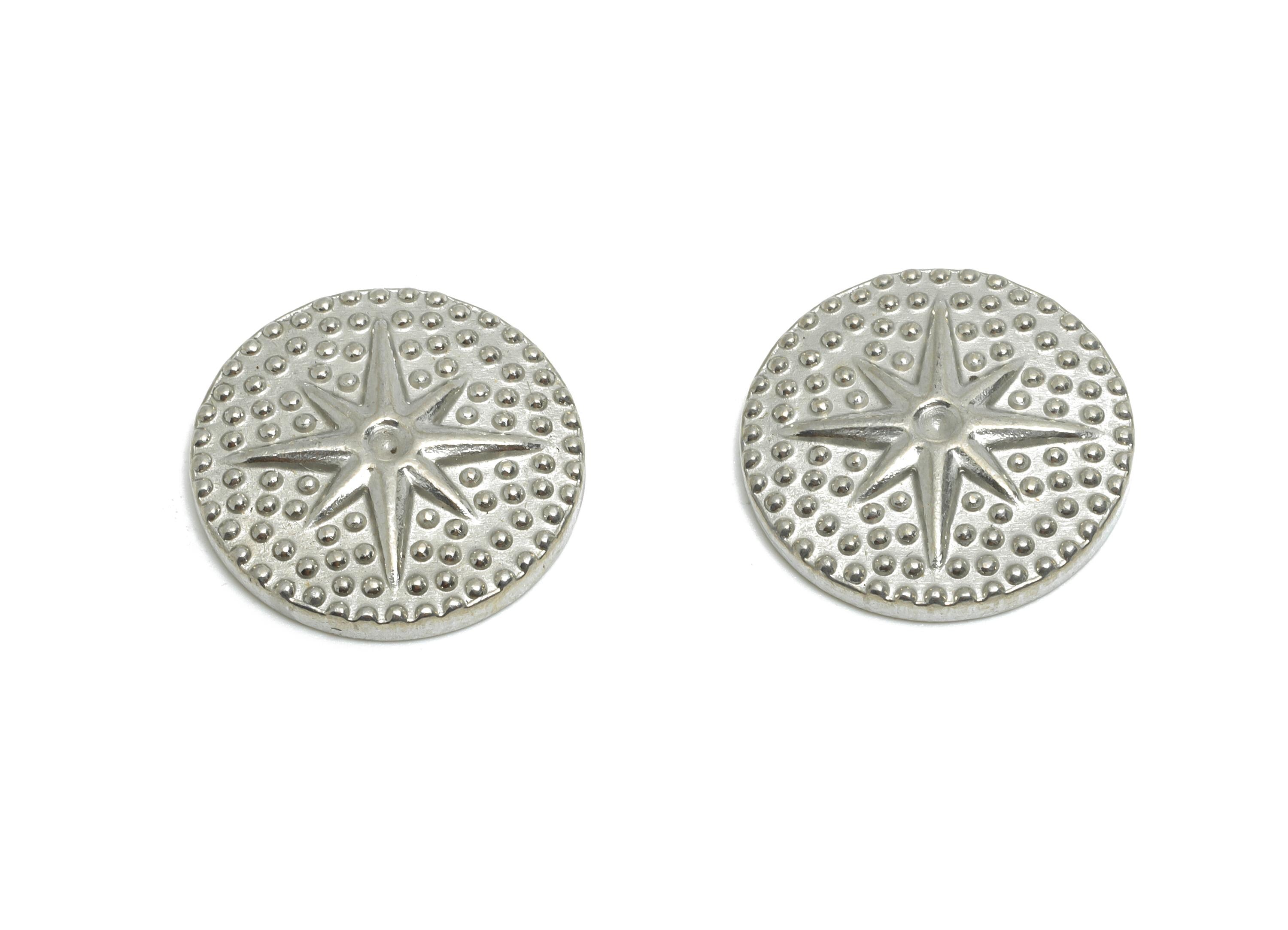 Stainless Steel Round Charms - Textured Celestial North Star Disc Charm - Cosmic Jewelry Making - Steel Findings - 15.12x15x2.5mm - SS2087 - DOMEDBAZAAR