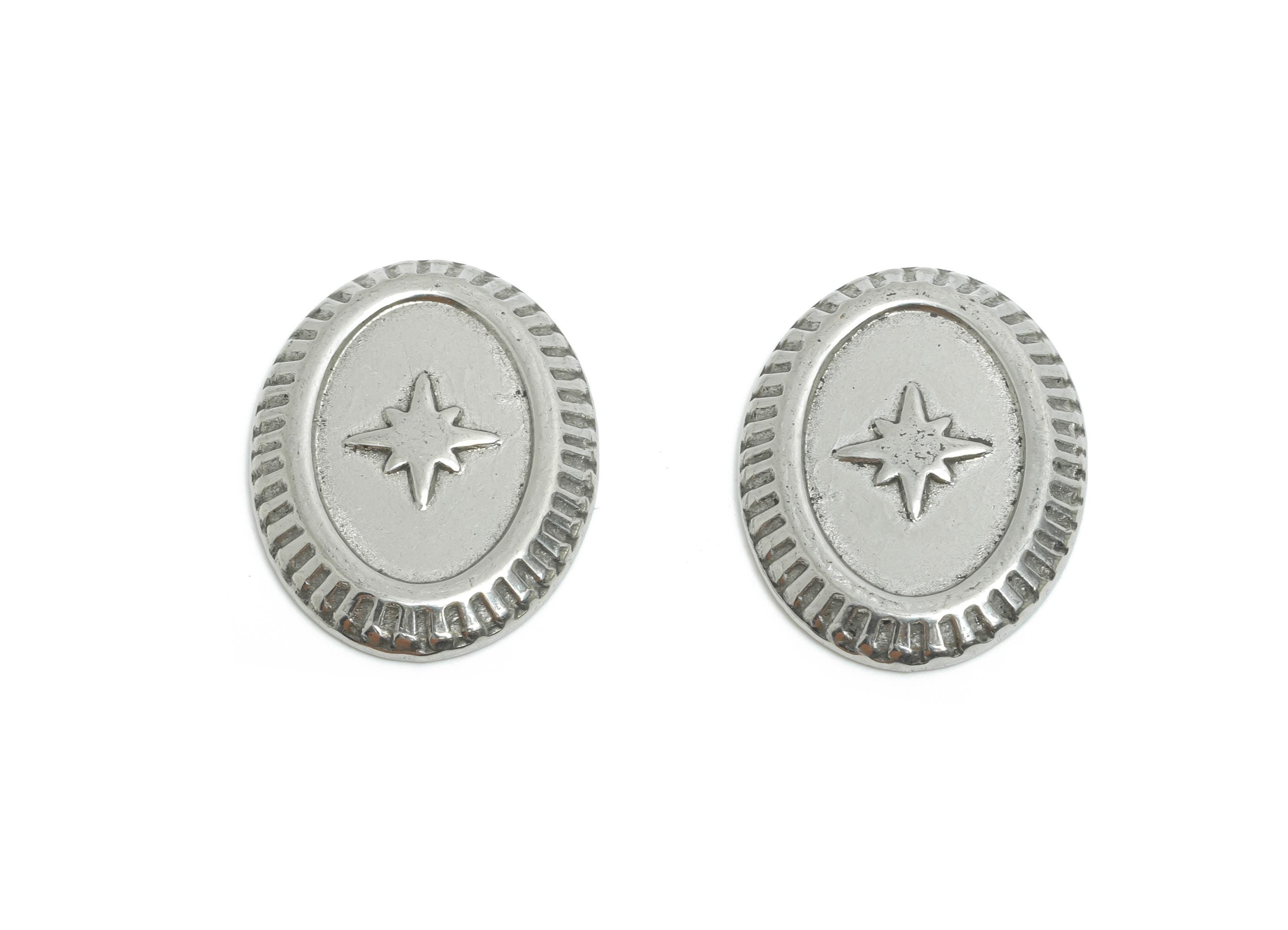 Stainless Steel Star Charm - Shiny Vintage Looking North Star Charm - Oval Crafting Charm - Stainless Steel Jewelry - 20x15x2mm - SS2016 - DOMEDBAZAAR