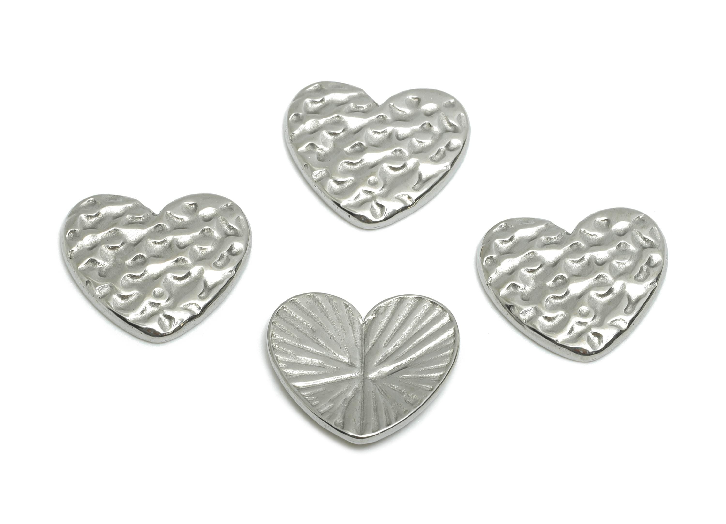 Steel Hammered Heart Charm - Simple Modern Rustic Heart Charm - Steel Artistic Heart Ornament - Stainless Steel Jewelry - 12x14x1mm - SS2020 - DOMEDBAZAAR