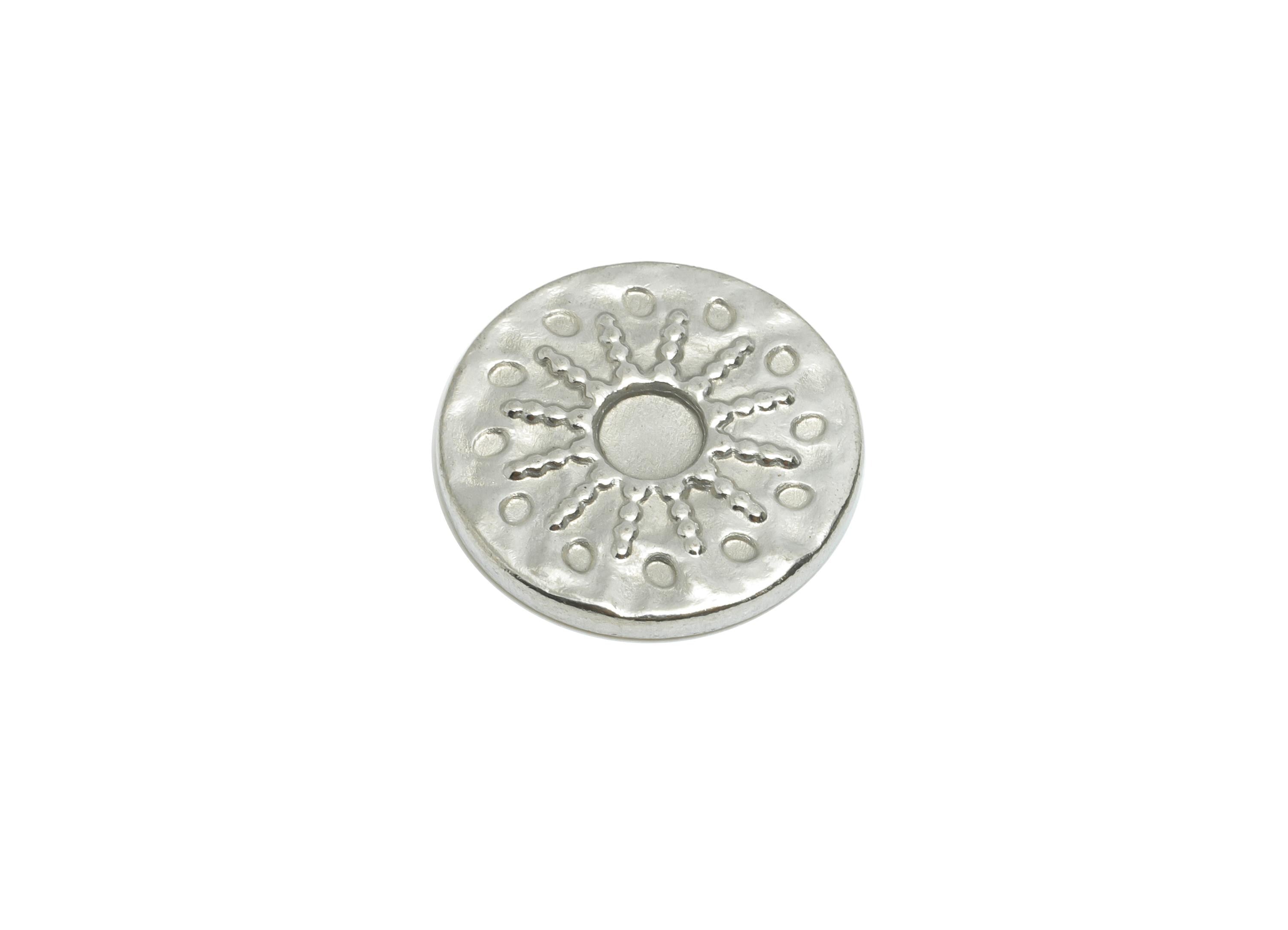 Stainless Steel Sunburst Charm - Hammered Radiant Circle Charm - Steel Solar Textured Medallion Charm - Steel Jewelry - 16x16x2mm - SS2028 - DOMEDBAZAAR