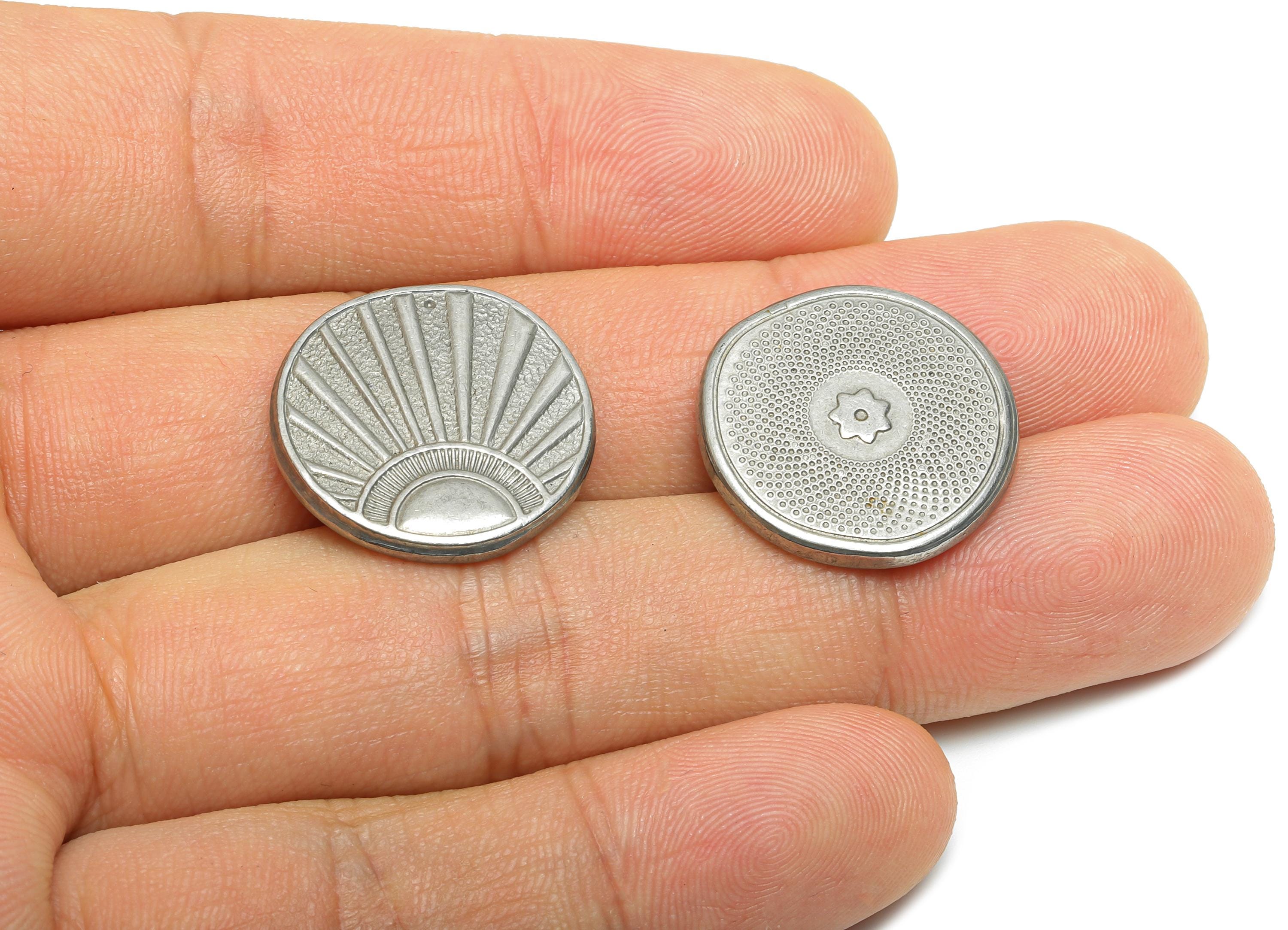 Stainless Steel Sunburst Charm - Sunlight Medallion Circle Charm - Morning Rays Charm - Steel Abstract Rising Sun Jewelry - 20x20x2mm-SS2095 - DOMEDBAZAAR