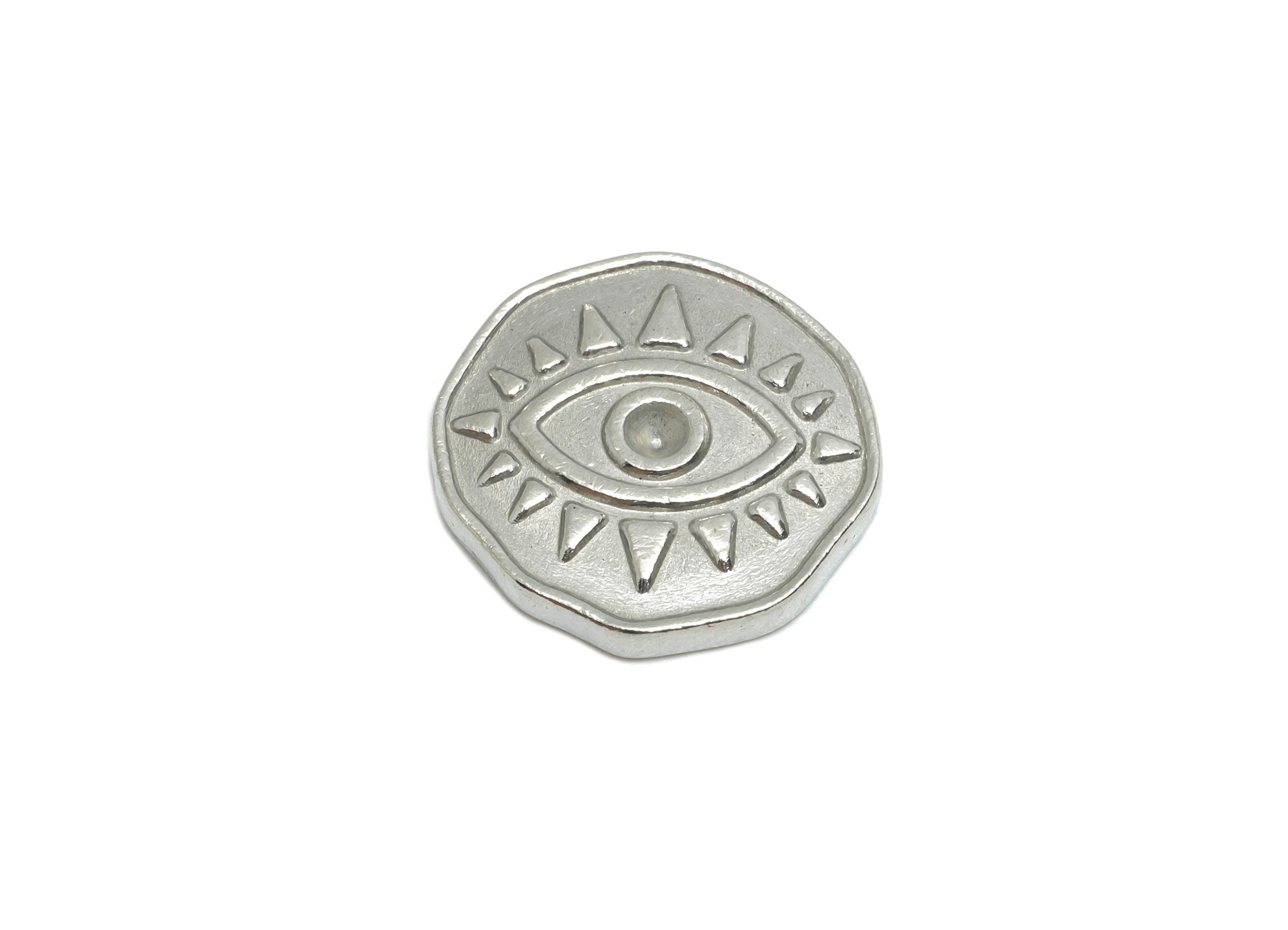 Stainless Steel Eye Charm - Steel Geometry All-Seeing Eye Charm - Minimalist Protective Eye Charm - Steel Jewelry - 15x14x2.17mm - SS2022 - DOMEDBAZAAR