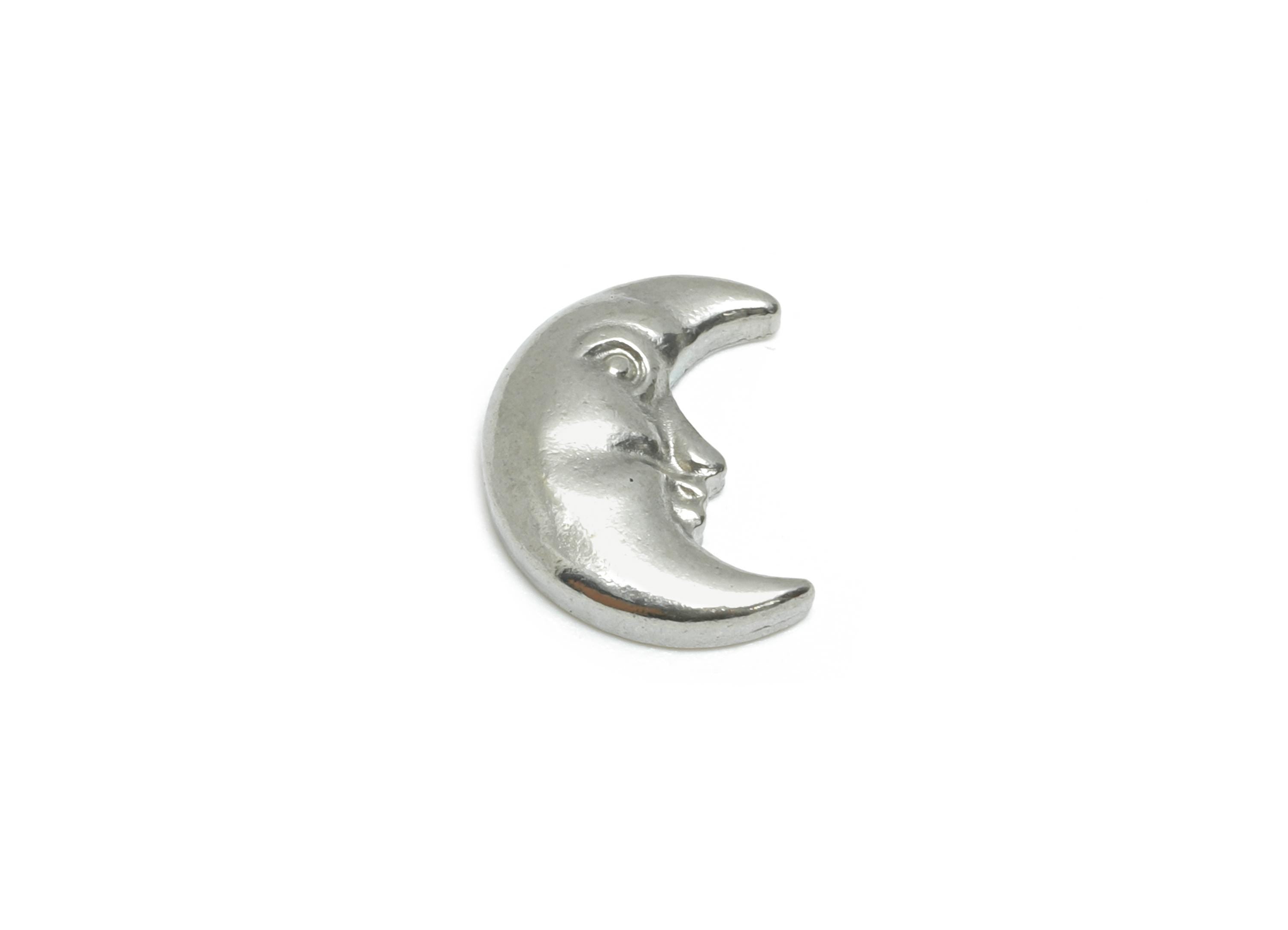 Stainless Steel Moon Face Charm - Steel Crescent Moon Charm  - Minimalist Celestial Moon Charm - Steel Jewelry Charm - 10x8x2.42mm - SS2013 - DOMEDBAZAAR