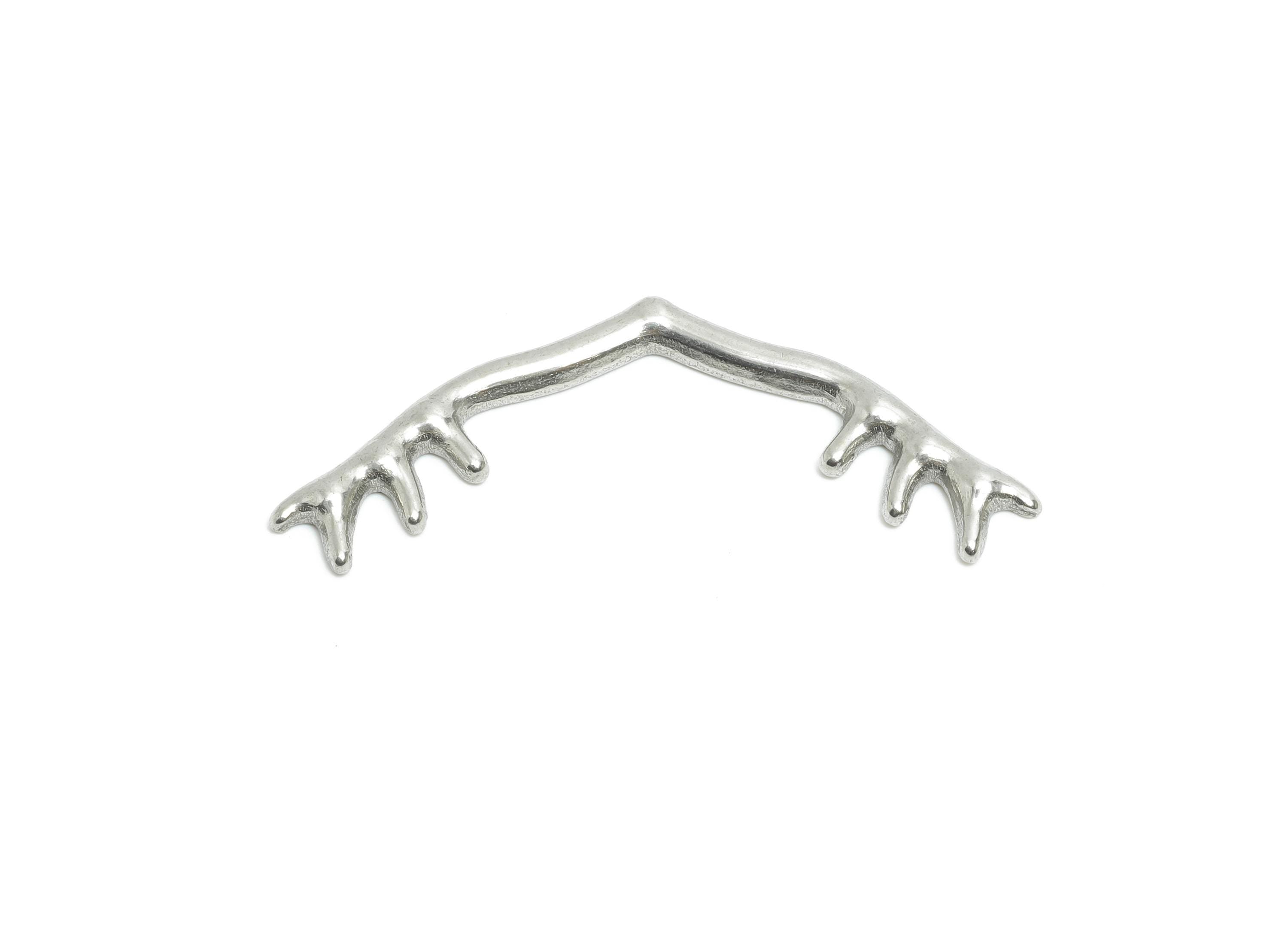 Stainless Steel Antlers Charm - Steel Wildlife Themed Charms  - Minimalist Handcrafted Antler Charm - Steel Jewelry - 39x16x2mm - SS2008 - DOMEDBAZAAR