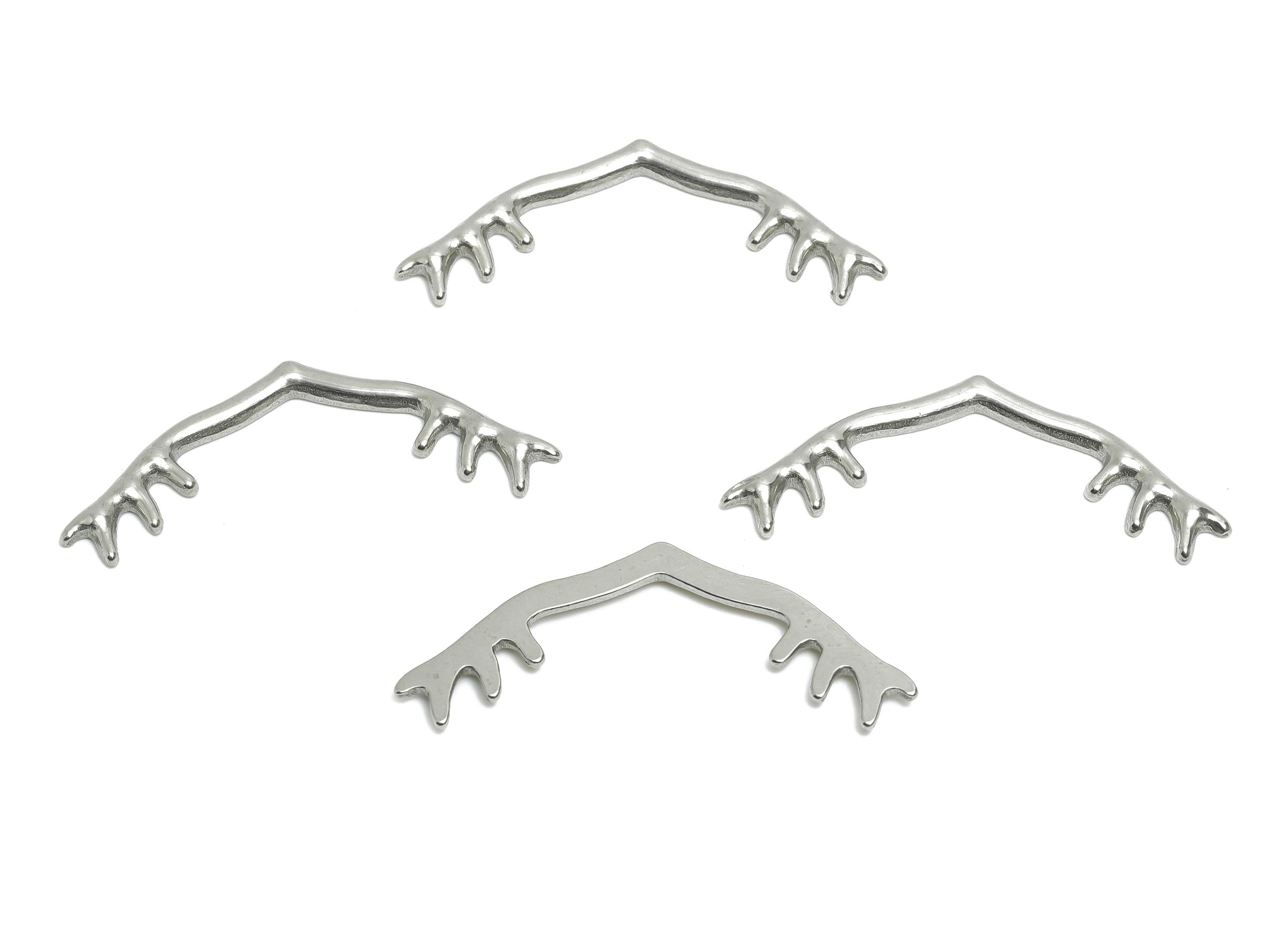 Stainless Steel Antlers Charm - Steel Wildlife Themed Charms  - Minimalist Handcrafted Antler Charm - Steel Jewelry - 39x16x2mm - SS2008 - DOMEDBAZAAR