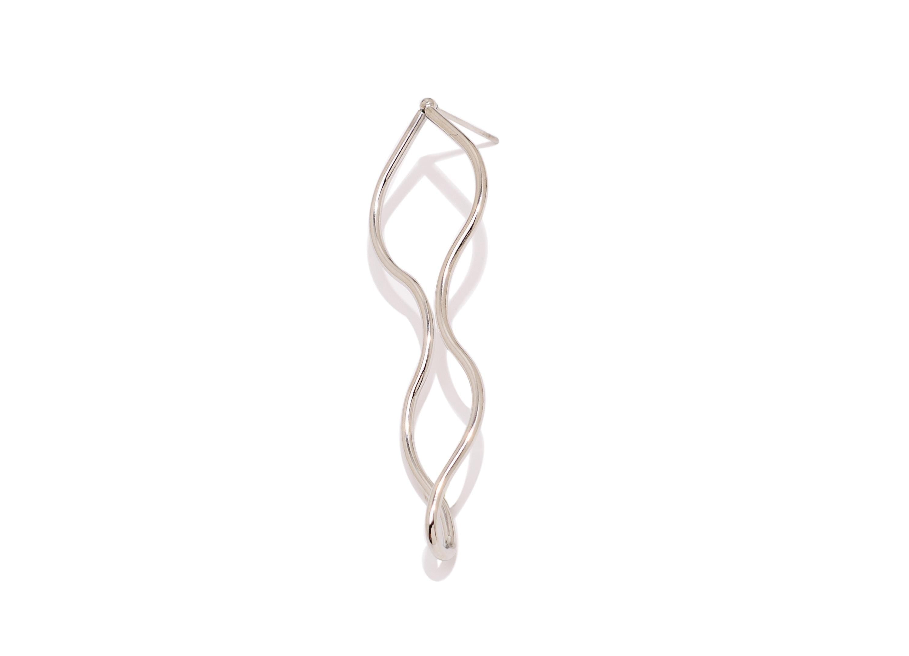 Stainless Steel Twisted Earring Stud - Silver Tone Geometric Wave Stud - 304 Stainless Steel - Abstract Wire Jewelry - 56.48x16x4mm - SS2052 - DOMEDBAZAAR