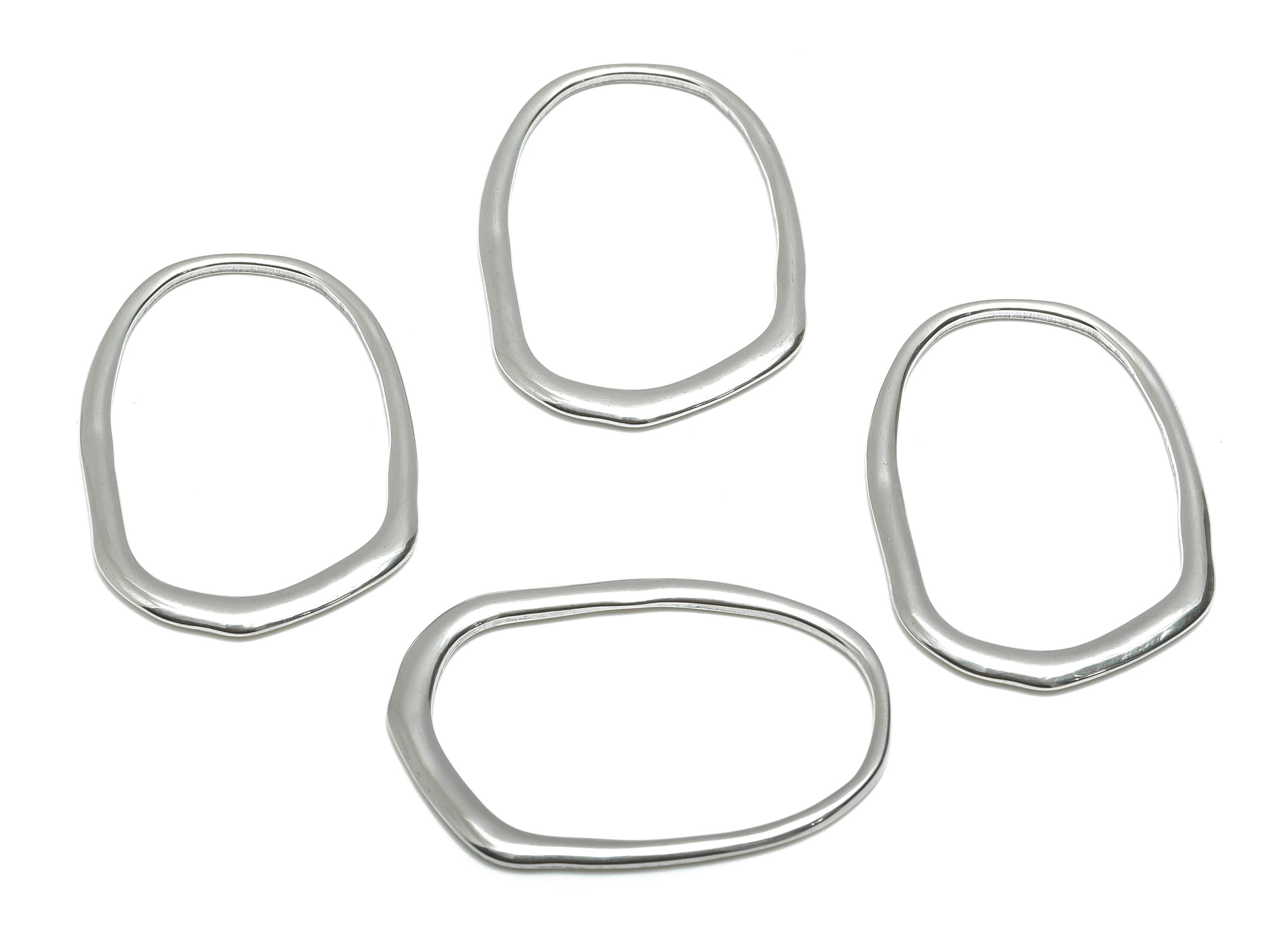 Stainless Steel Geometry Charm - Steel Irregular Oval Charm - Abstract Oval Charm - Modern Geometry Steel Jewelry - 39x27x1.9mm - SS1998 - DOMEDBAZAAR