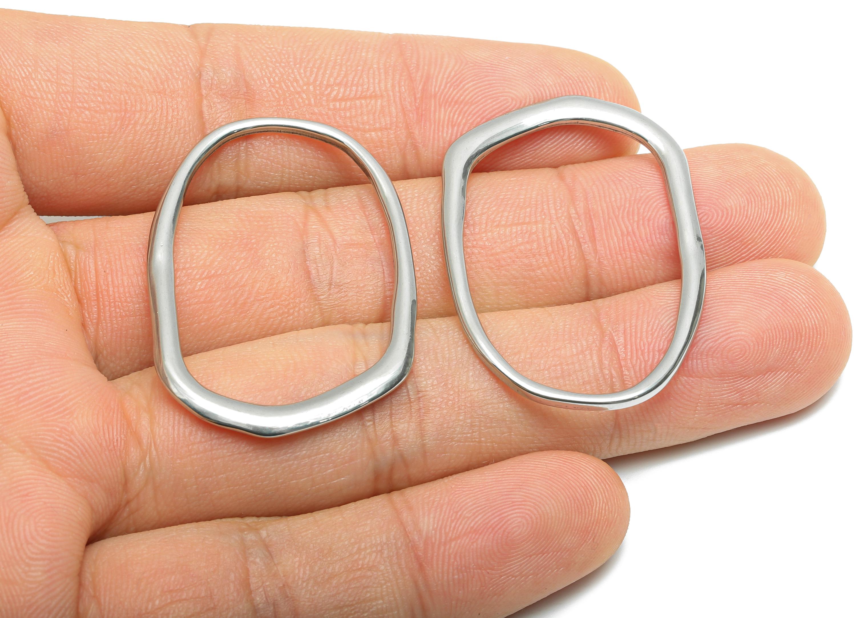 Stainless Steel Geometry Charm - Steel Irregular Oval Charm - Abstract Oval Charm - Modern Geometry Steel Jewelry - 39x27x1.9mm - SS1998 - DOMEDBAZAAR