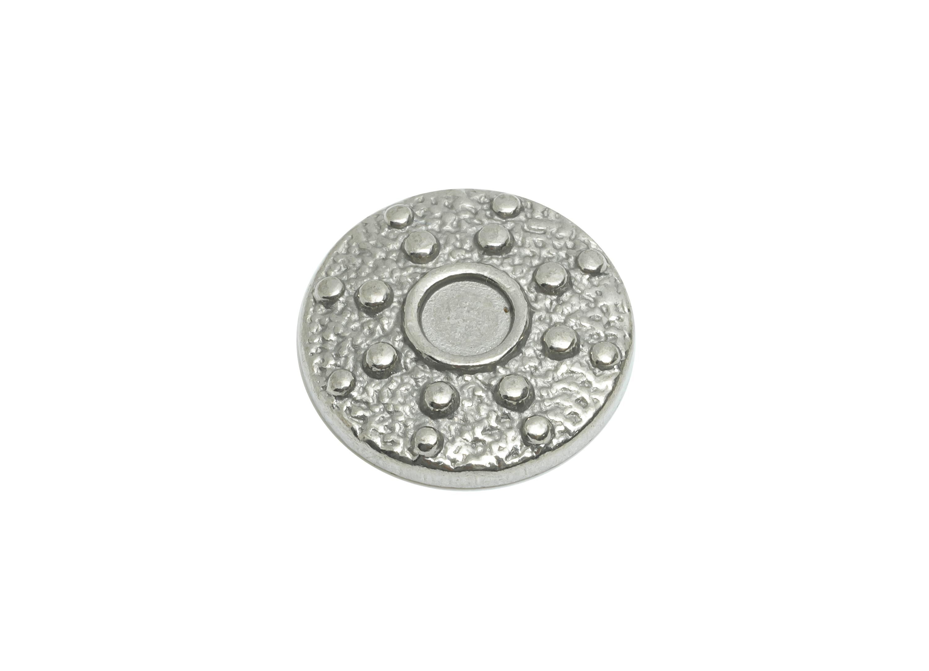 Stainless Steel Coin Charm - Steel Craft Textured Dot Charms  -Hammered Metal Disc Charm - Steel Jewelry - 15x15x3mm - SS2092 - DOMEDBAZAAR