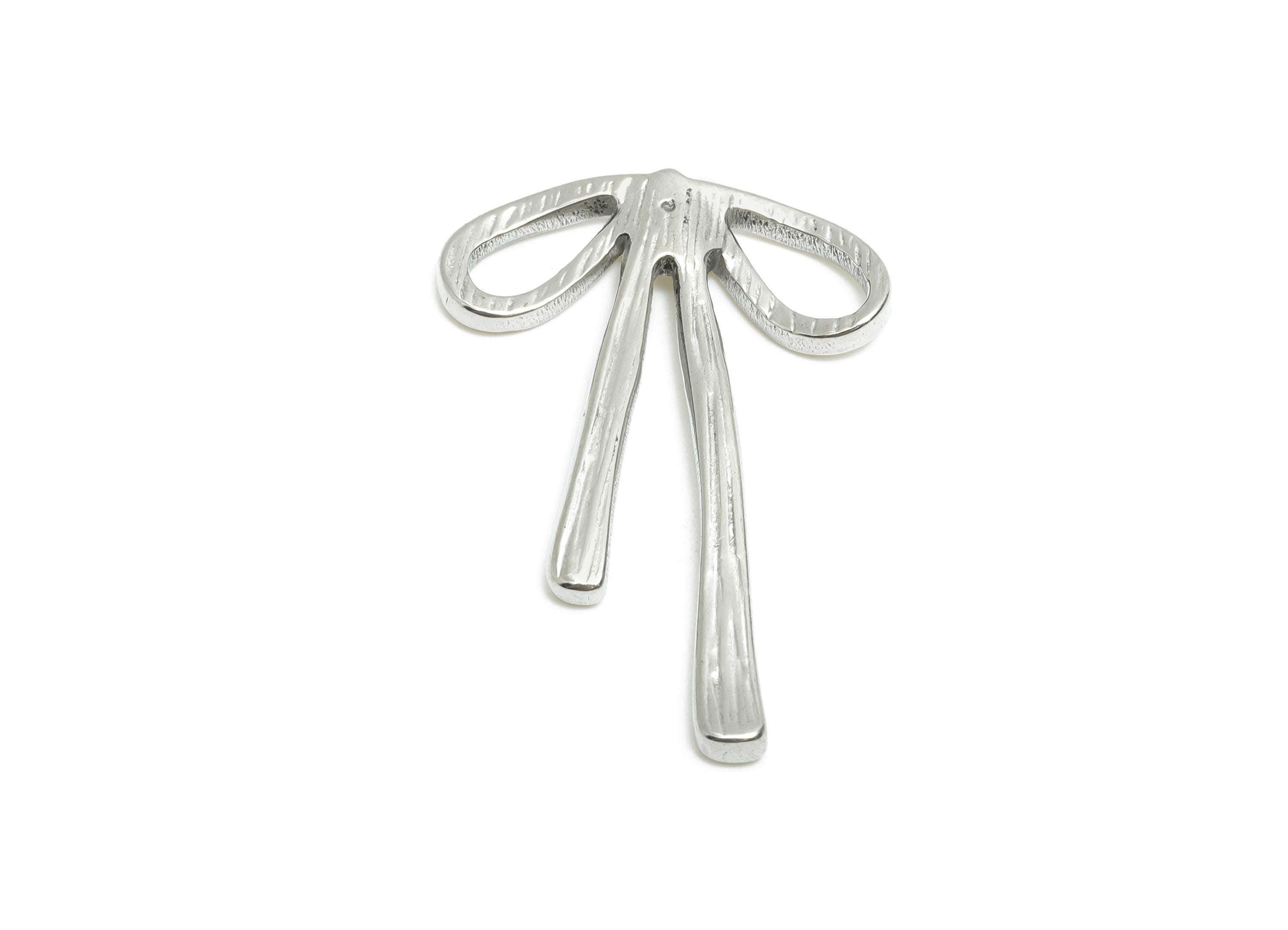 Stainless Steel Ribbon Bow Charm - Steel Craft Bow Decoration Charms  -Metallic Bow Craft Supplies - Steel Jewelry - 29x20x2.34mm - SS2080 - DOMEDBAZAAR
