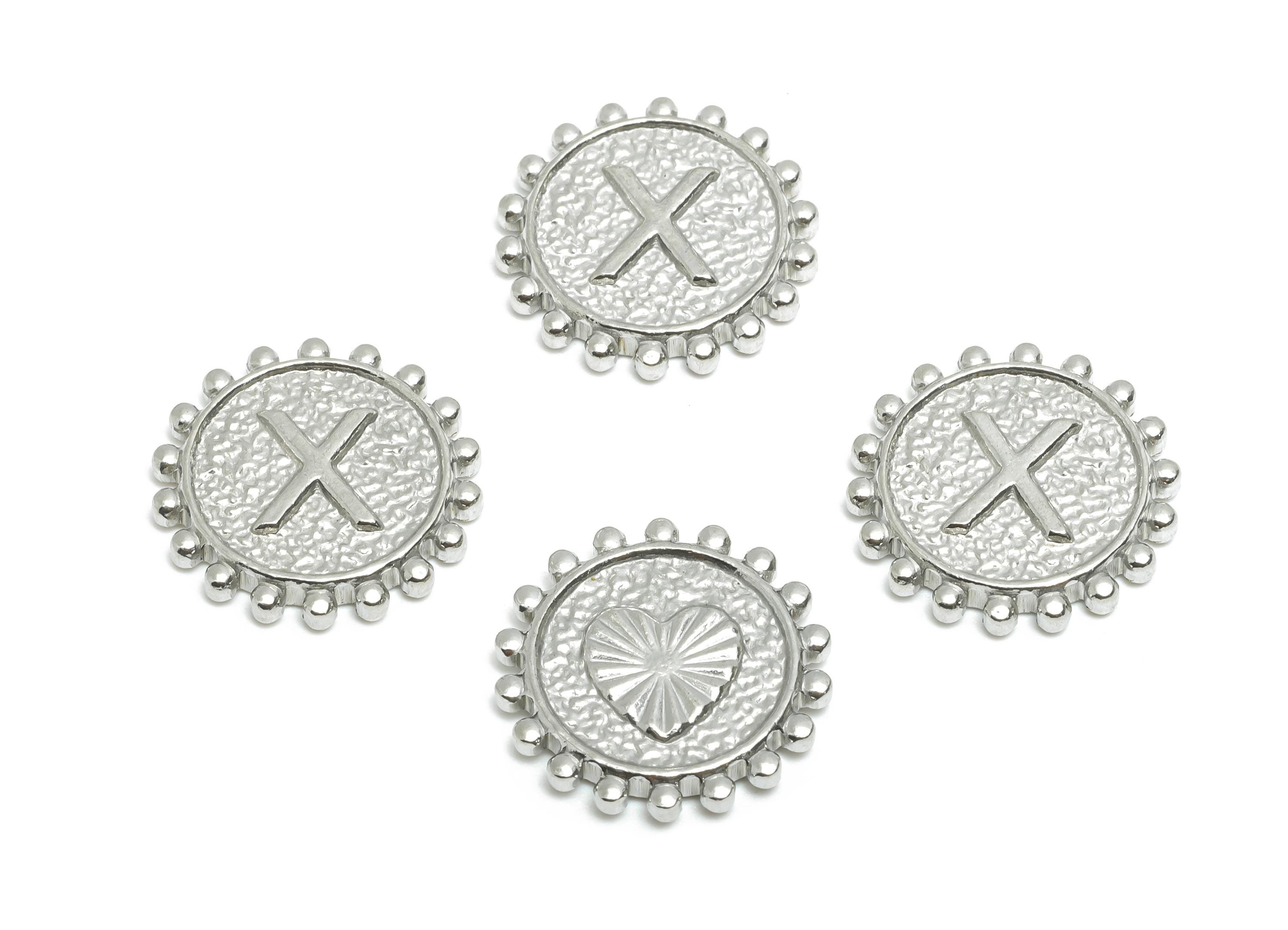 Stainless Steel Heart Charm - Steel Hammered Heart Beaded Charms - Punk Craft Textured Charm - Steel Jewelry - 17x17x2.83mm - SS2026 - DOMEDBAZAAR