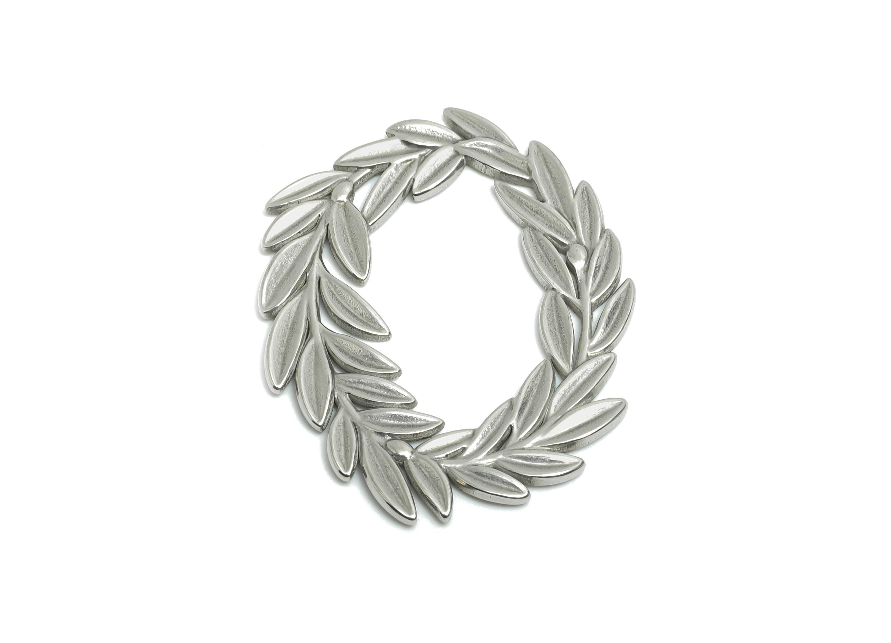 Stainless Steel Olive Leaf  Charm - Steel Laurel Wreath Charm - Roman Laurel Symbol Charm - Decorative Silver Wreath - 35x27x1.4mm - SS2039 - DOMEDBAZAAR