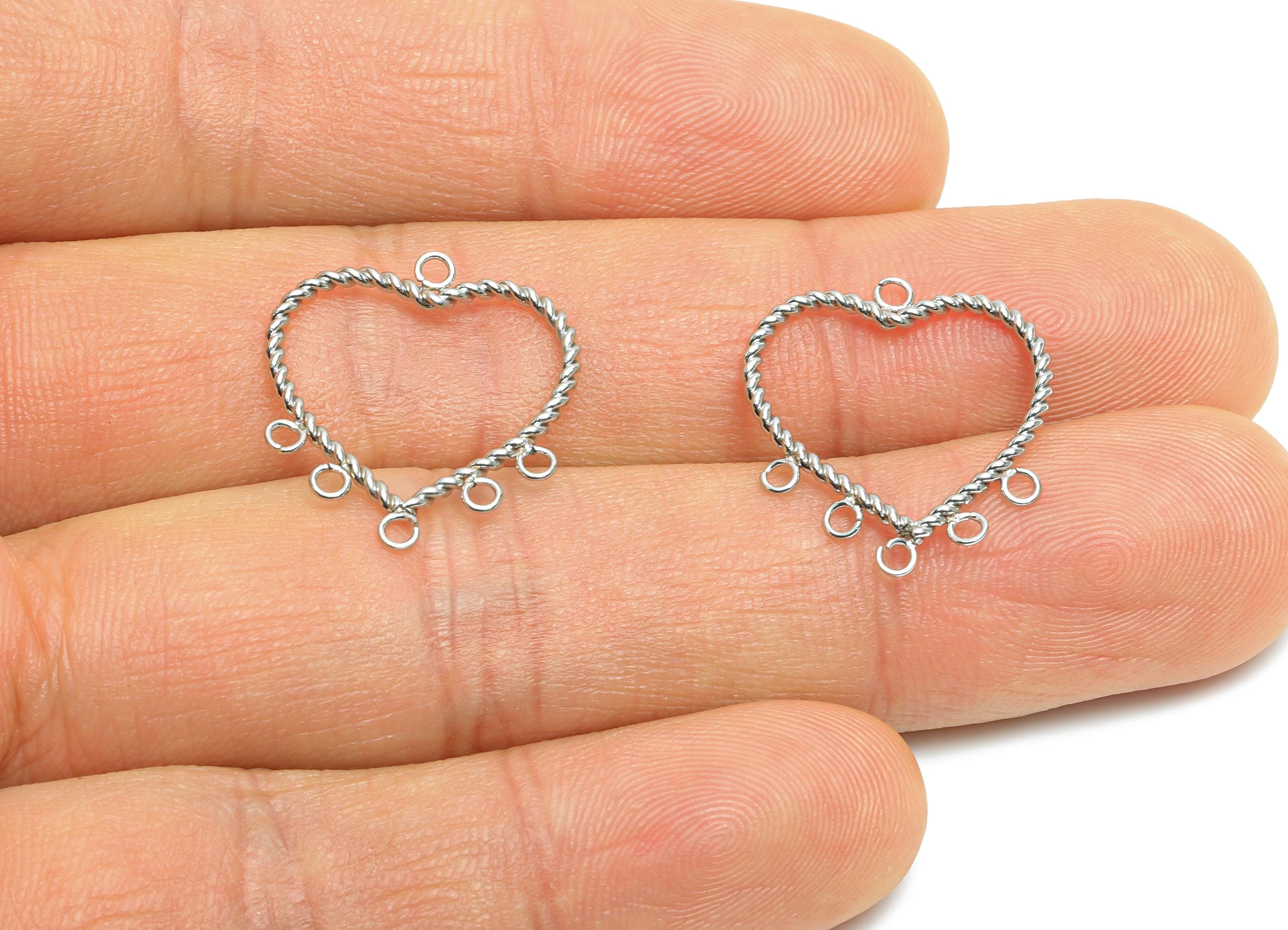 Steel Twisted Heart Pendant - Stainless Steel Heart with Loops Charm - Handcrafted Heart with Loops - Steel Jewelry - 20x18x1mm - SS1992 - DOMEDBAZAAR