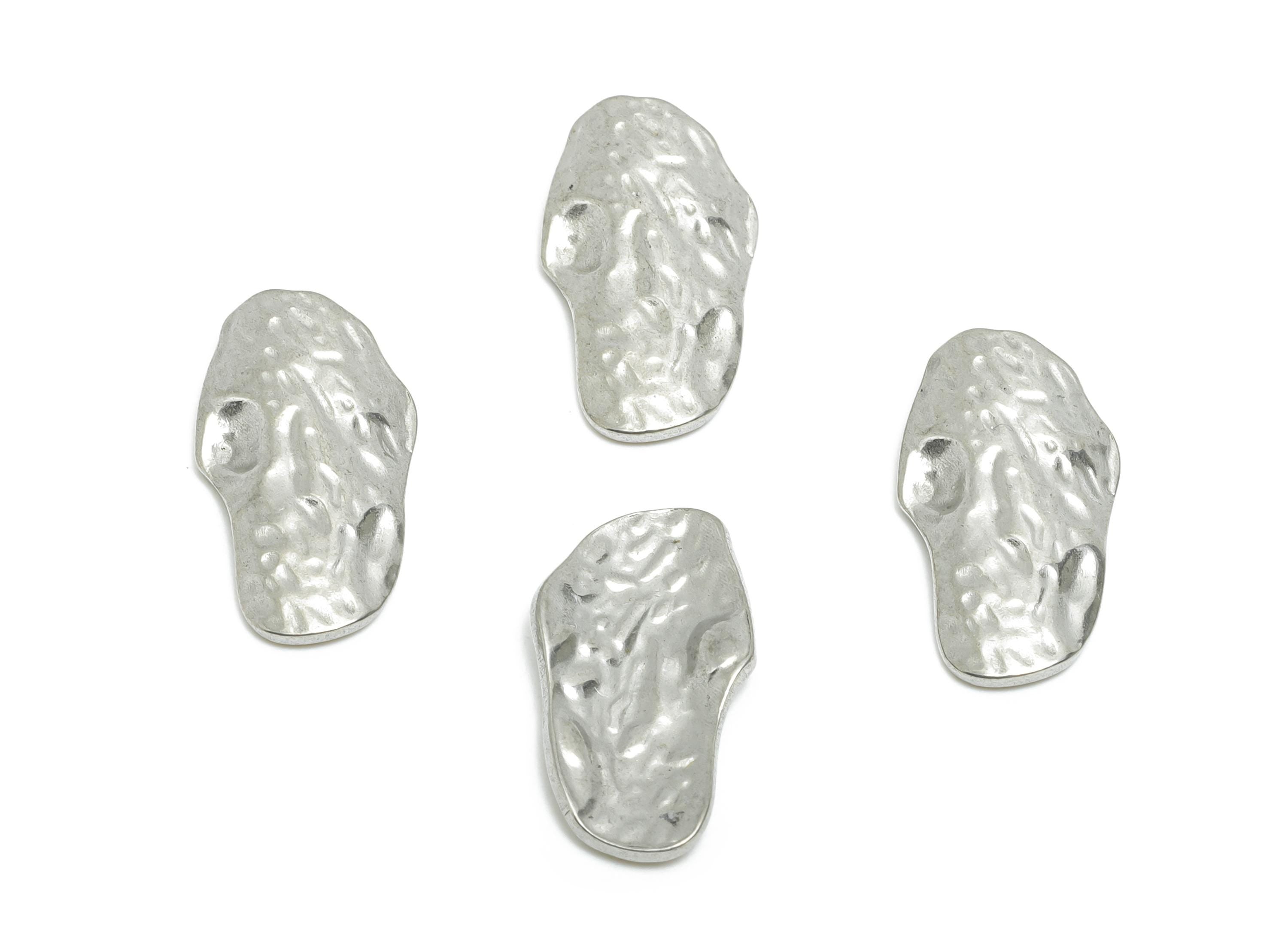 Steel Abstract Charm - Irregular Textured Steel Metallic Charm - Hammered Minimalist Ornament - Artistic Jewelry - 20.3x11.37x1.7mm - SS2019 - DOMEDBAZAAR