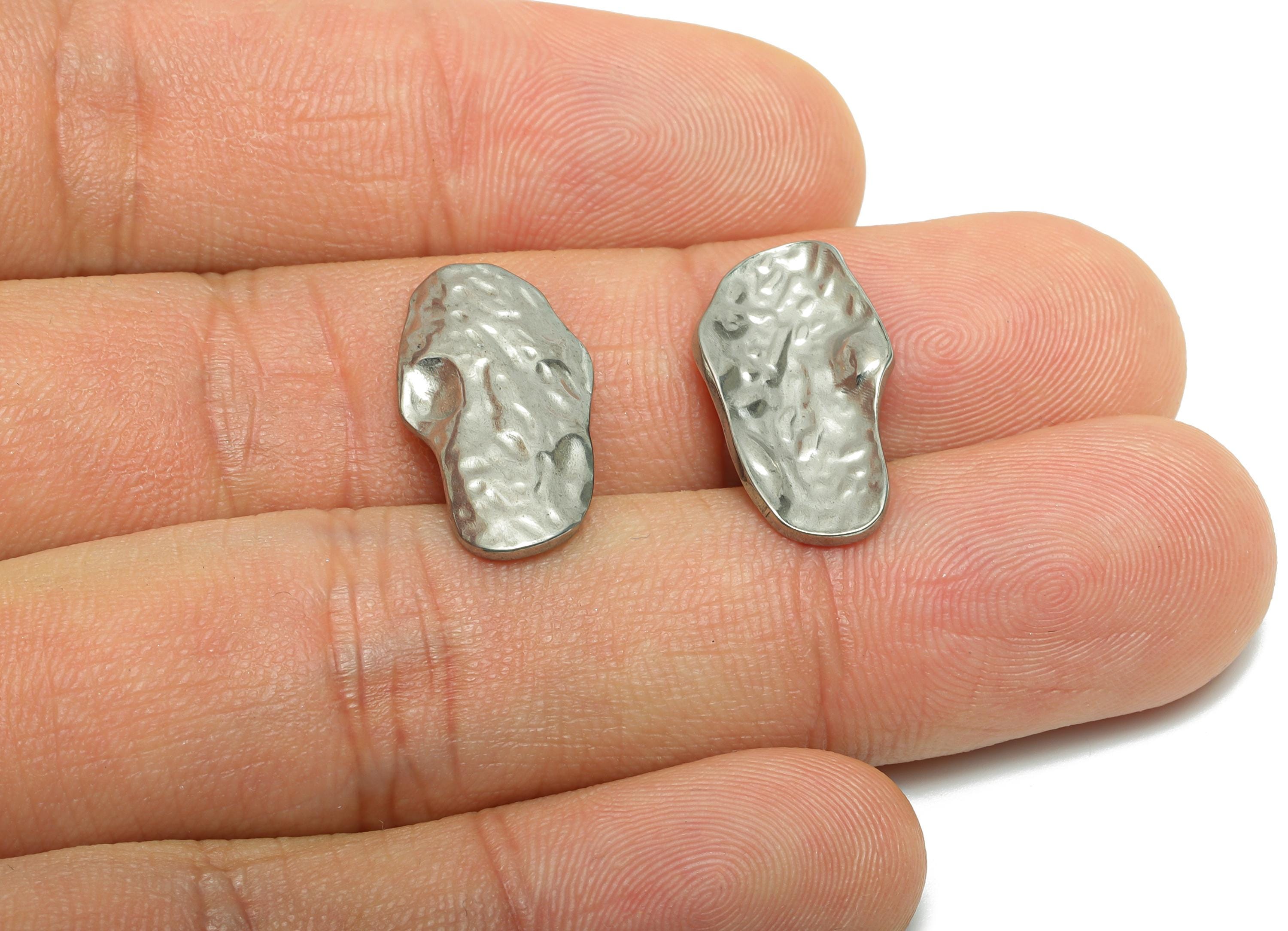 Steel Abstract Charm - Irregular Textured Steel Metallic Charm - Hammered Minimalist Ornament - Artistic Jewelry - 20.3x11.37x1.7mm - SS2019 - DOMEDBAZAAR