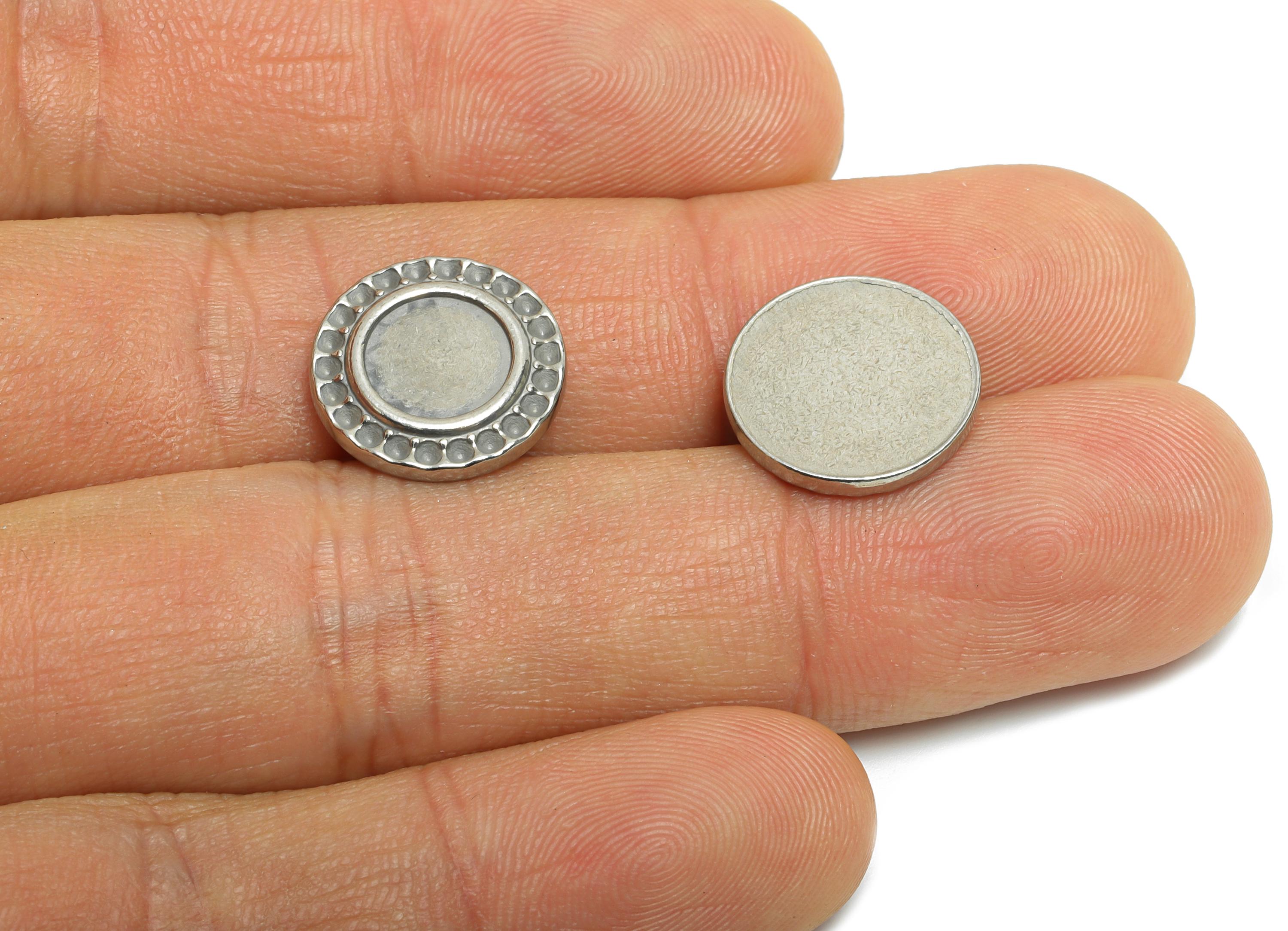 Stainless Steel Coin Charm - Steel Textured Classic Circle Charm - Hammered Metal Disc Charm - Simple Jewelry Accent - 14x14x2.16mm - SS2029 - DOMEDBAZAAR