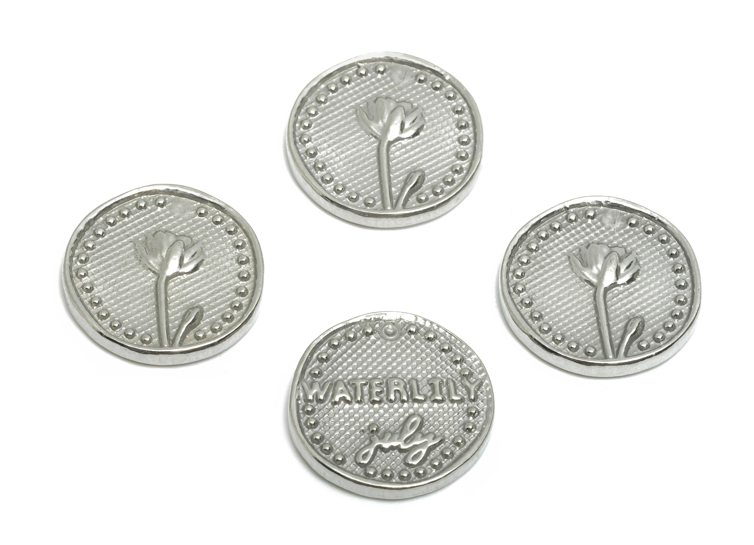 Steel Tulip Flower Charm - Textured Steel Tulip Flower Charm - Spring Blossom Vintage Handmade Jewelry Supply - 15x15x2mm - SS2084 - DOMEDBAZAAR