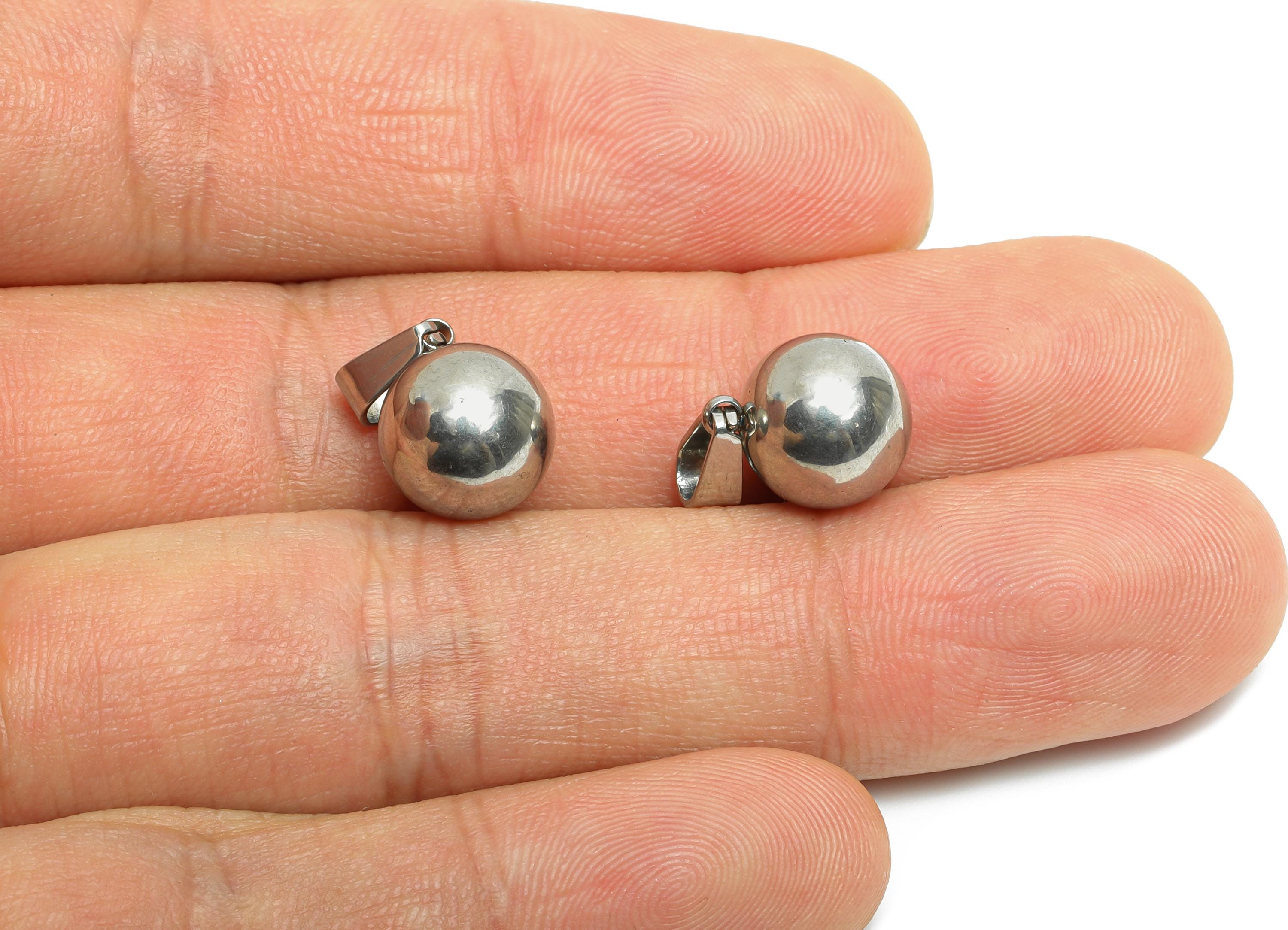 10mm Steel Sphere Pendant - Smooth Silver Round Ball Necklace Pendant - Geometric Sphere Jewelry - Steel Finding - 12.17x10x10mm - SS1683-10 - DOMEDBAZAAR
