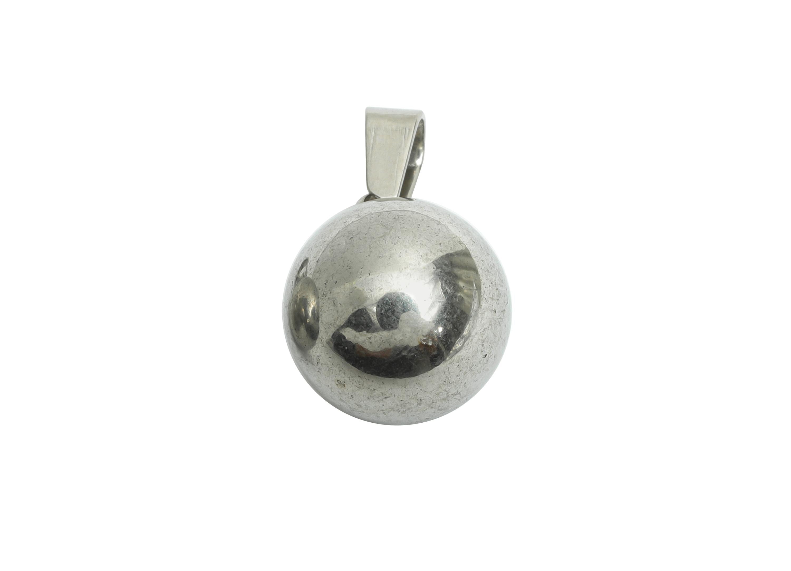 12mm Steel Sphere Pendant - Smooth Silver Round Ball Necklace Pendant - Geometric Sphere Jewelry - Steel Finding - 14.76x12x12mm - SS1683-12 - DOMEDBAZAAR