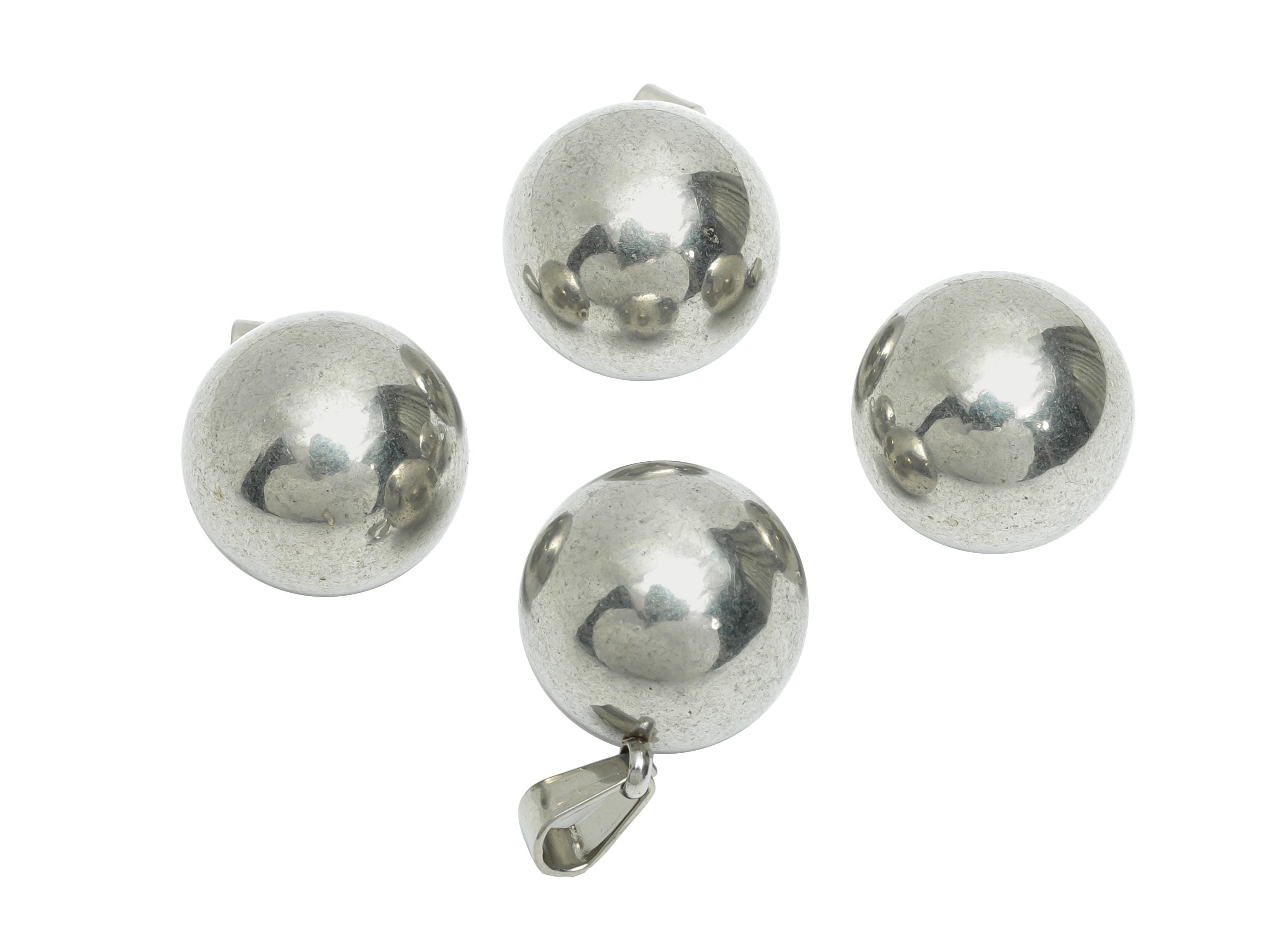 14mm Steel Sphere Pendant - Smooth Silver Round Ball Necklace Pendant - Geometric Sphere Jewelry - Steel Finding - 17.02x14x14mm - SS1683-14 - DOMEDBAZAAR
