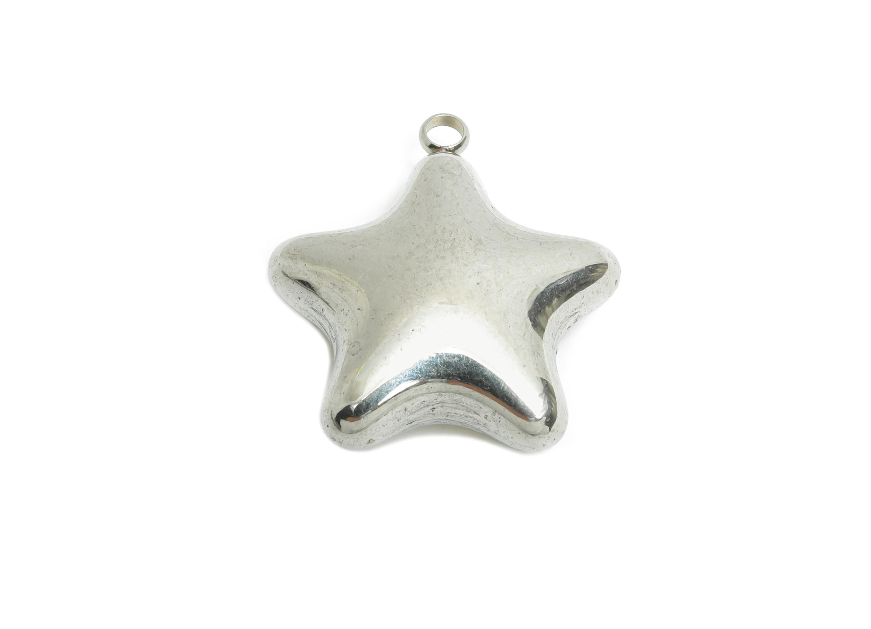 Stainless Steel Star Charms - Smooth Steel Star Charm - Metallic Celestial Charm - Minimalist Star Jewelry Accent - 22.15x20x7.8mm - SS1684 - DOMEDBAZAAR