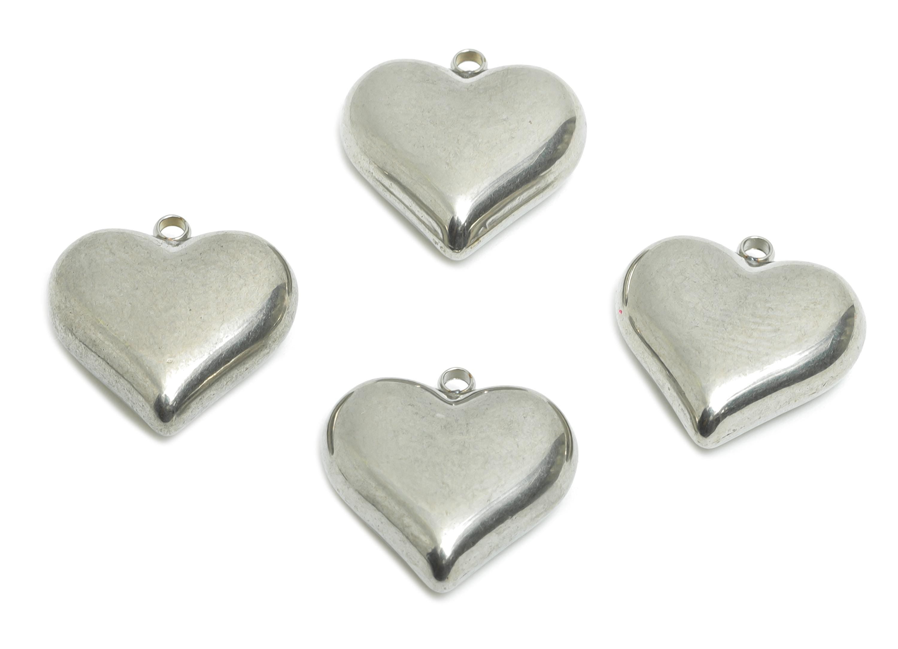 Steel Heart Charms - Smooth Steel Heart Charm - Romantic Metallic Love Charm - Minimalist Heart Jewelry Accent - 16.6x16.09x5.77mm - SS1686 - DOMEDBAZAAR