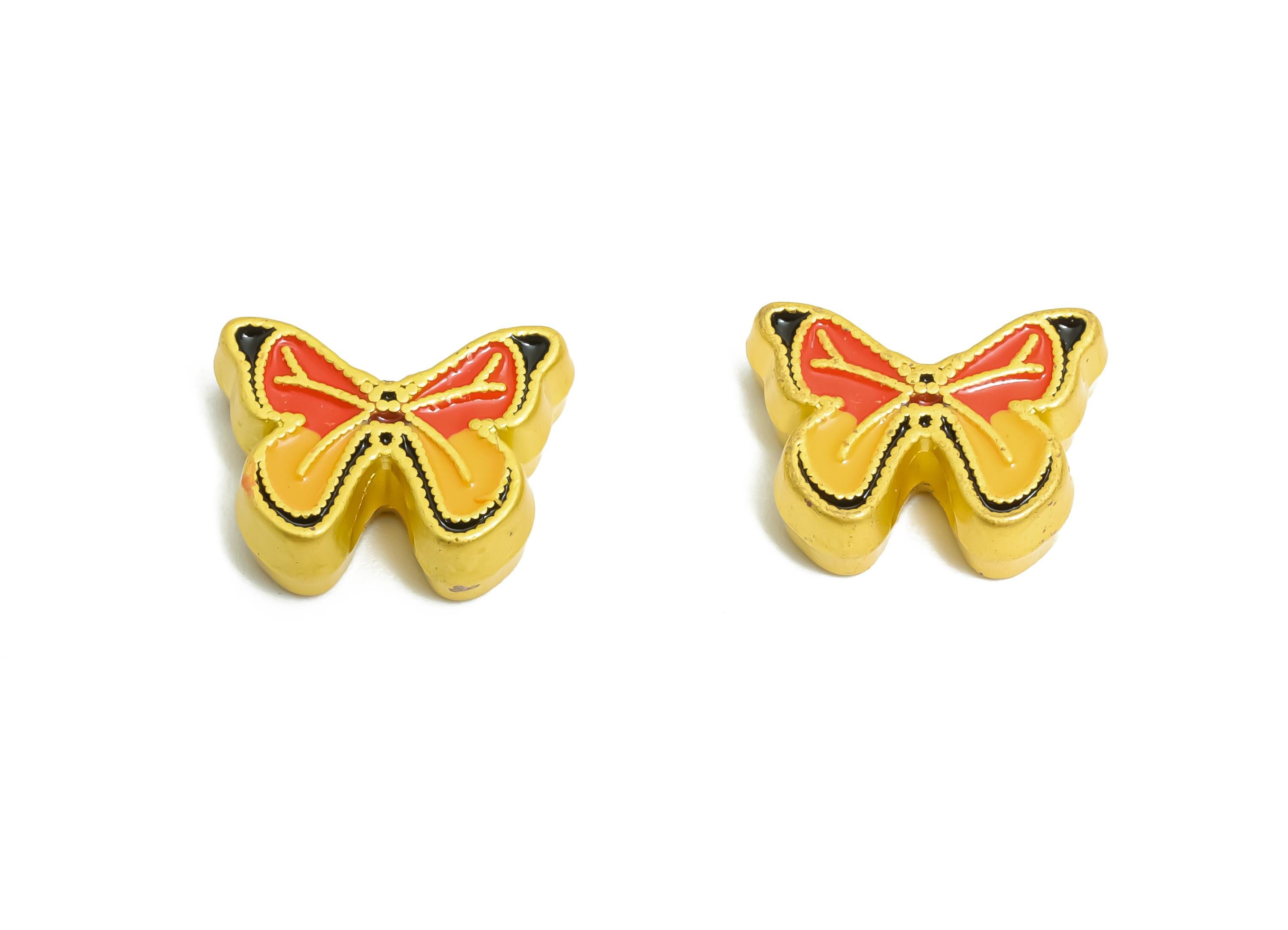 Alloy Butterfly Bead -  Enamel for Bracelets - Cute Butterfly Jewelry Bead - Handcrafted Butterfly Bead - 18K Matt Gold - 10x13x4mm - ZZ2156 - DOMEDBAZAAR
