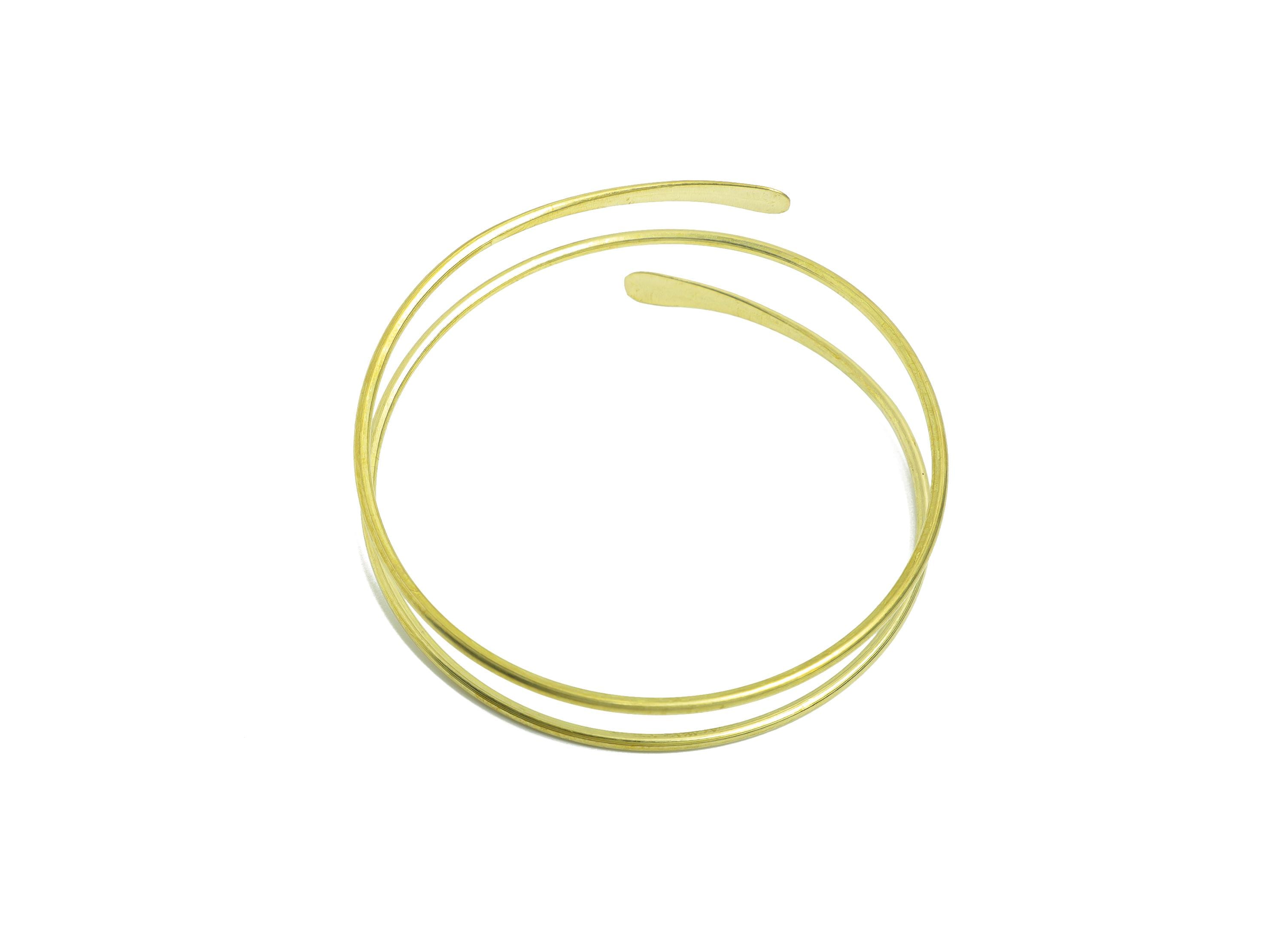 2mm Brass Hammered Bracelet - Raw Brass Adjustable Wrap Bracelet - Open Wire Spiral Bangle - Handmade Jewelry - 69.42x70.33x2mm - PP11129 - DOMEDBAZAAR