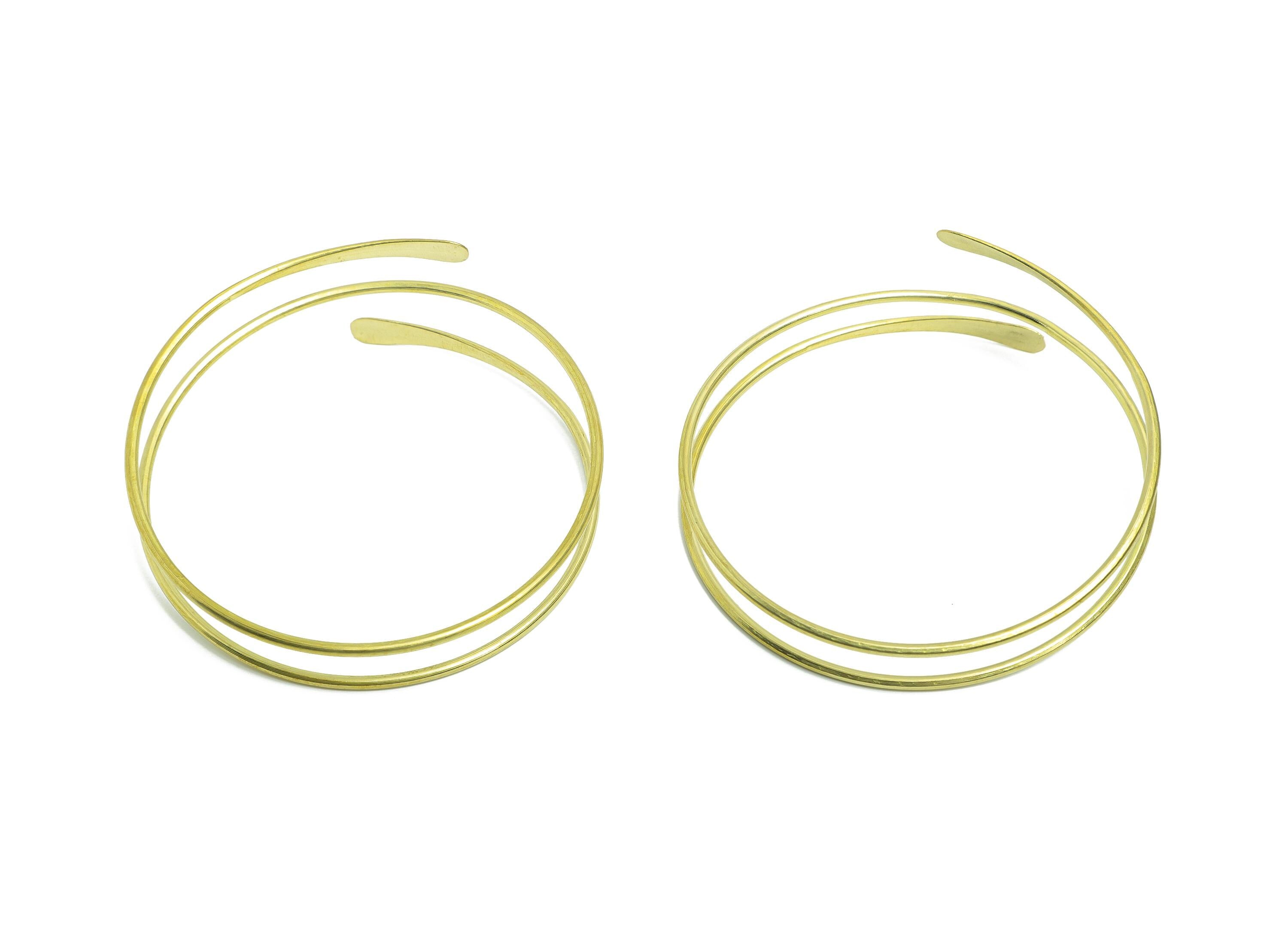 2mm Brass Hammered Bracelet - Raw Brass Adjustable Wrap Bracelet - Open Wire Spiral Bangle - Handmade Jewelry - 69.42x70.33x2mm - PP11129 - DOMEDBAZAAR