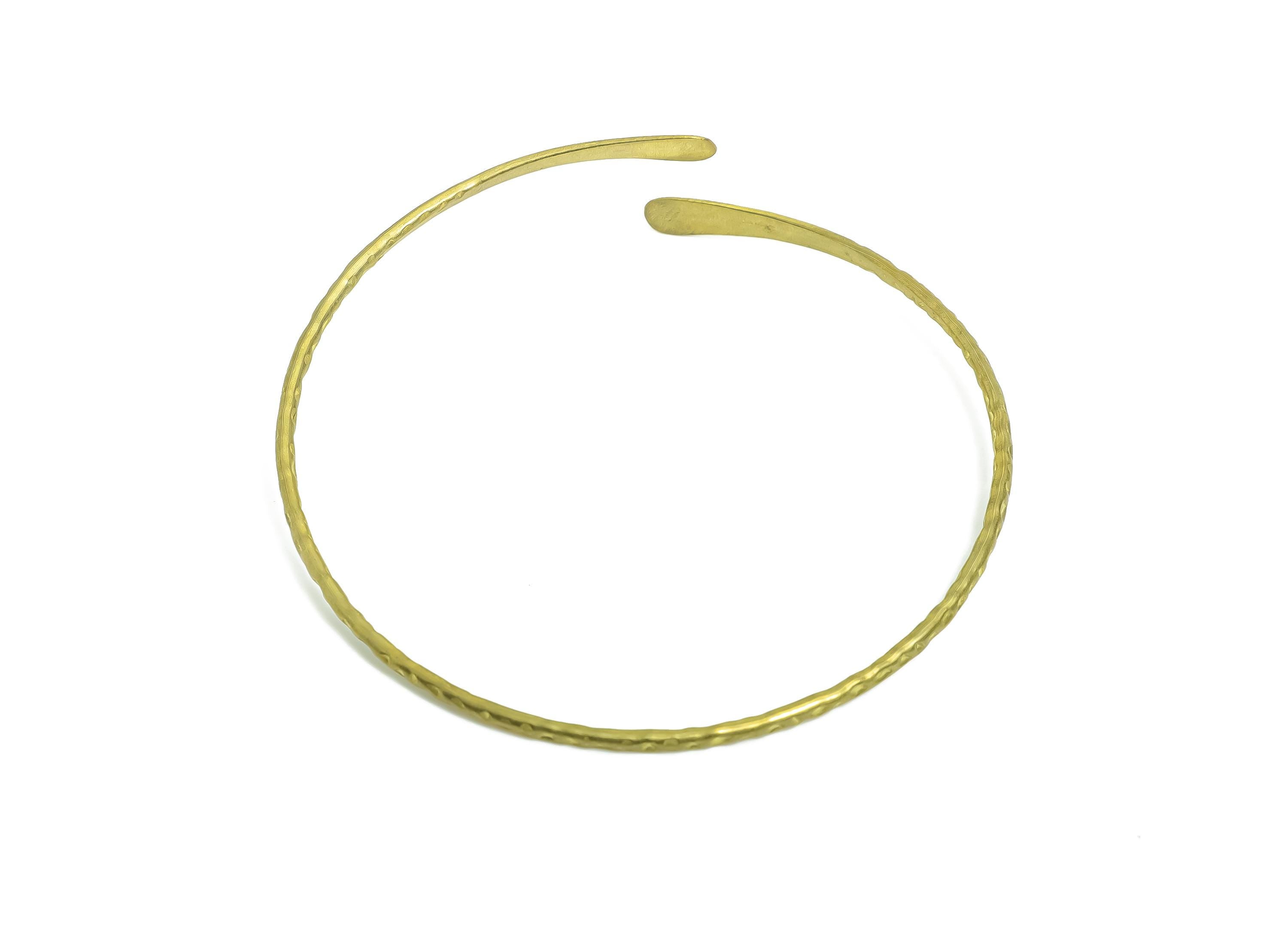 2mm Brass Hammered Bracelet - Raw Brass Adjustable Chic Bracelet - Textured Open Wire Bangle - Handmade Jewelry - 67.8x37.1x2.2mm - PP11131 - DOMEDBAZAAR